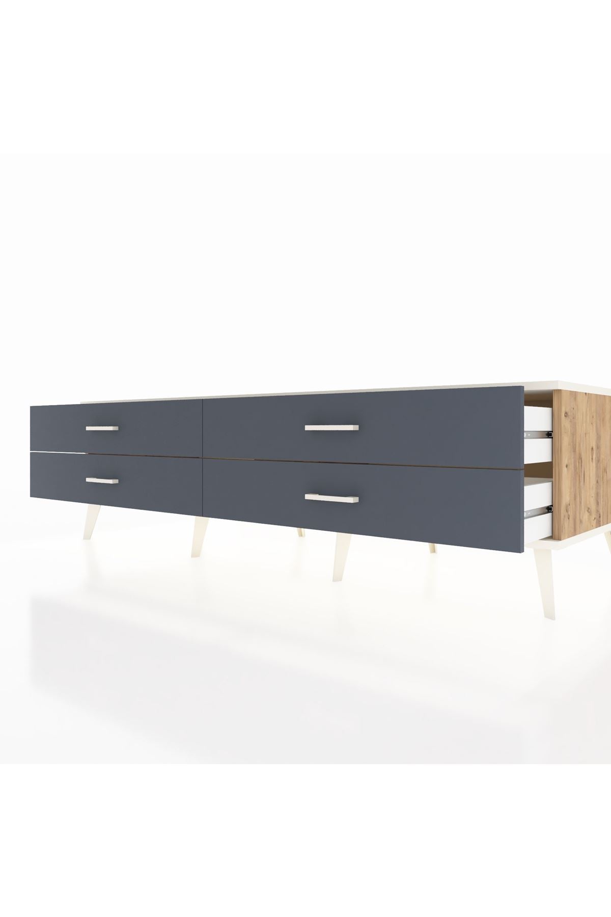 Kronos TV Ünitesi 4 Çekmeceli  176x59x51 Çam-Aytaşı/Antrasit