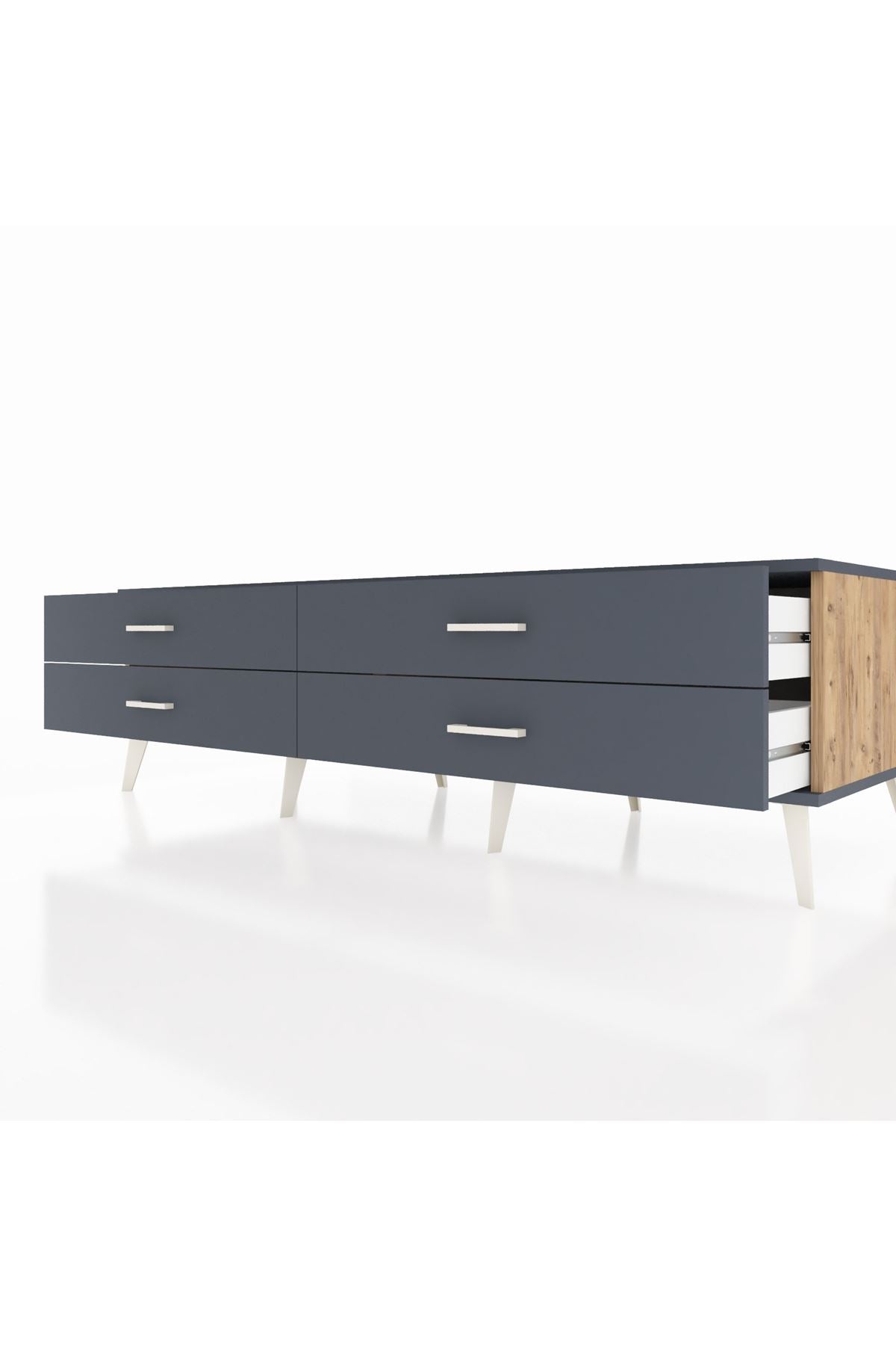 Kronos TV Ünitesi 4 Çekmeceli  176x59x51 Çam-Antrasit/Antrasit