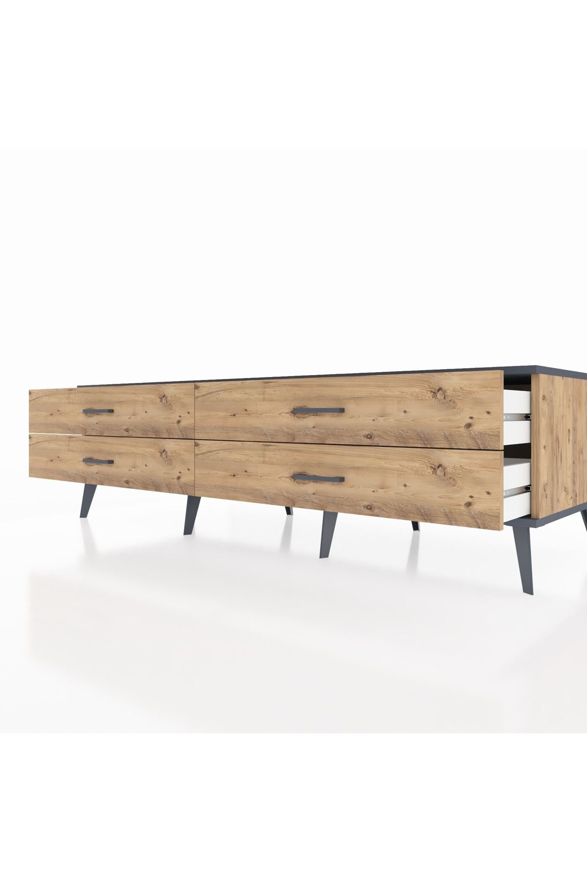 Kronos TV Ünitesi 4 Çekmeceli  176x59x51 Çam-Antrasit/Çam