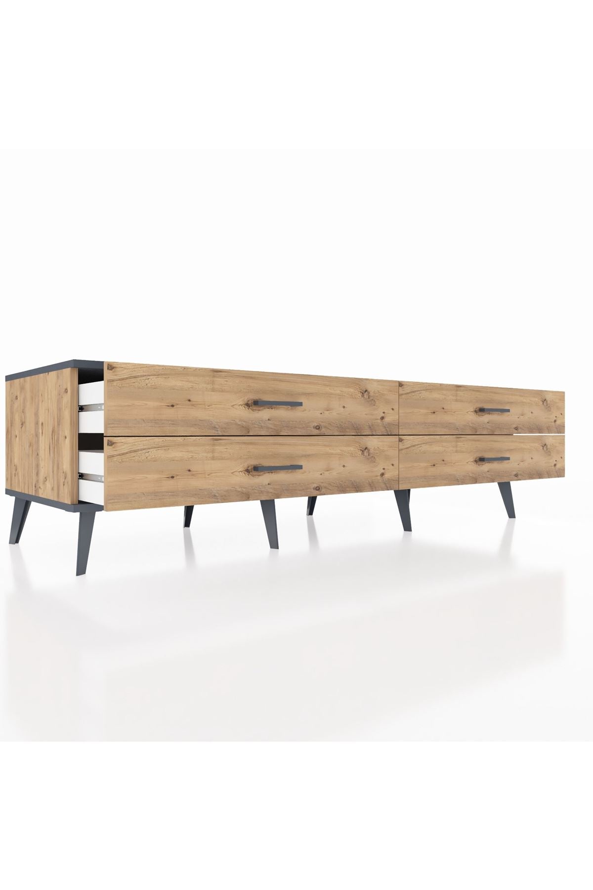 Kronos TV Ünitesi 4 Çekmeceli  176x59x51 Çam-Antrasit/Çam