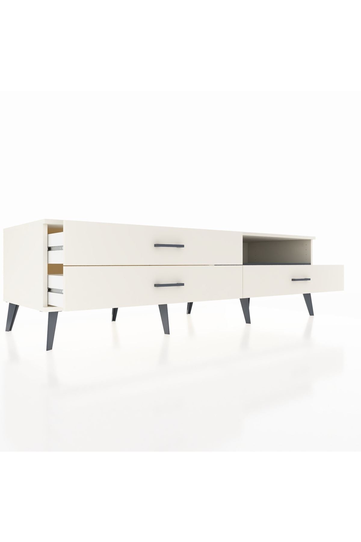 Kronos TV Ünitesi Tek Raflı 3 Çekmeceli  176x59x51 Aytaşı-Antrasit/Aytaşı