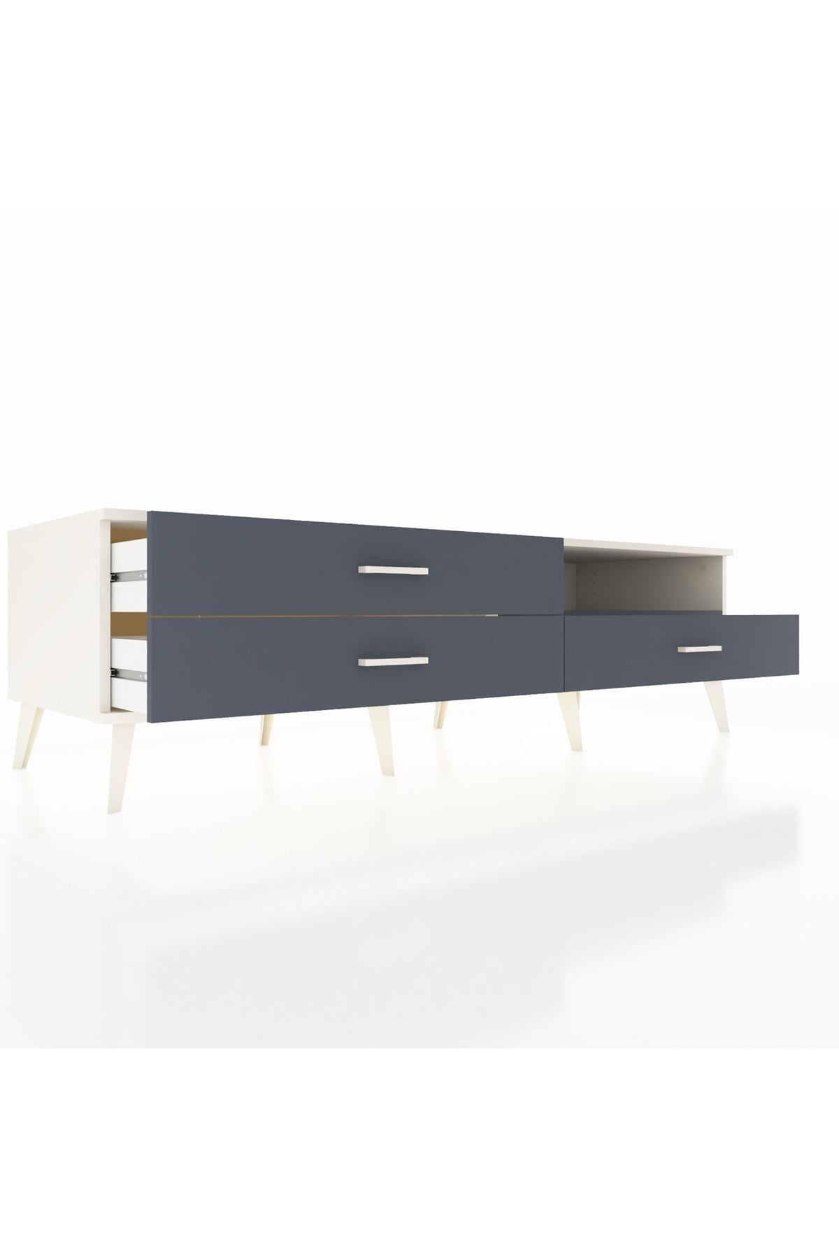 Kronos TV Ünitesi Tek Raflı 3 Çekmeceli  176x59x51 Aytaşı-Antrasit/Antrasit