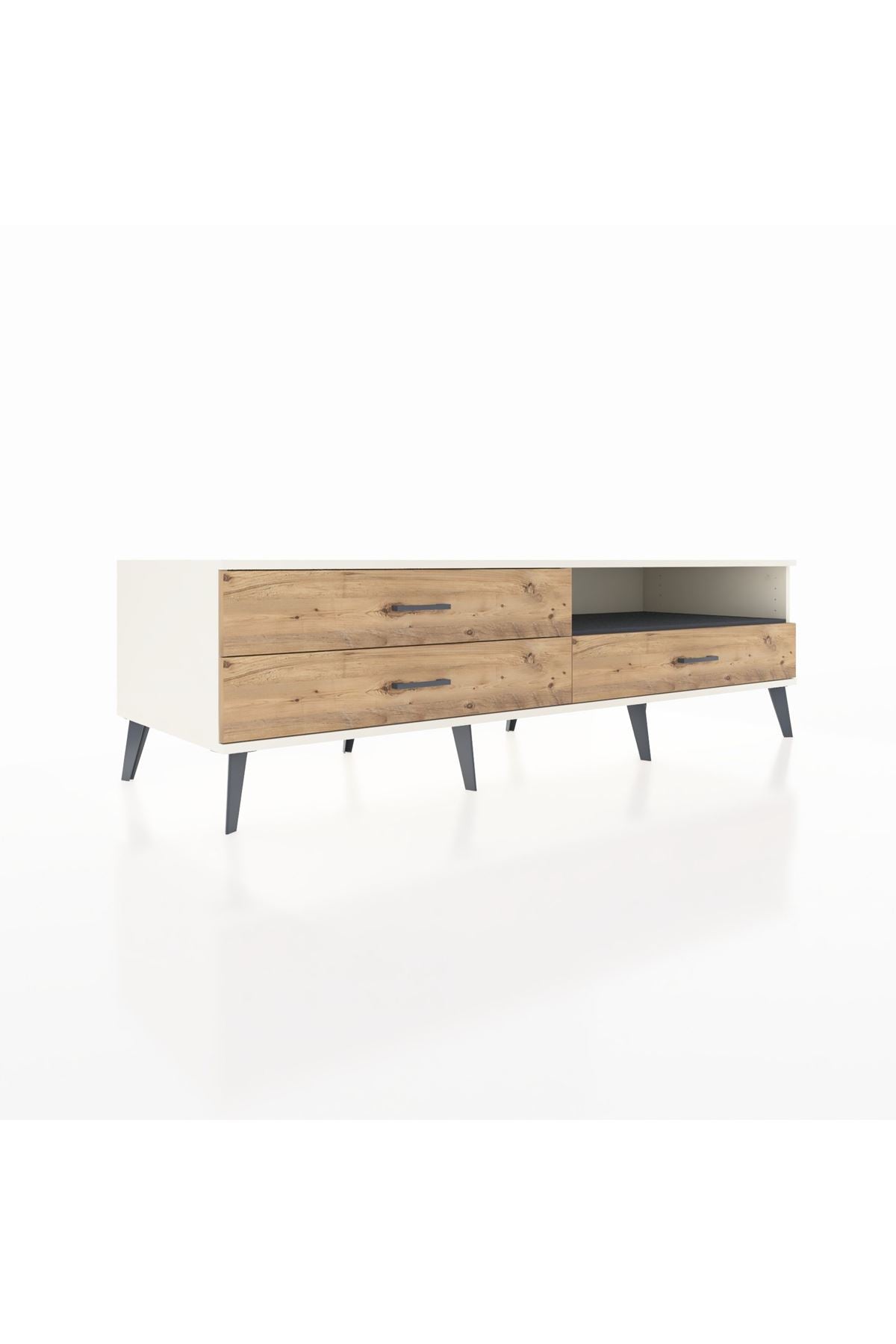 Kronos TV Ünitesi Tek Raflı 3 Çekmeceli  176x59x51 Aytaşı-Antrasit/Çam