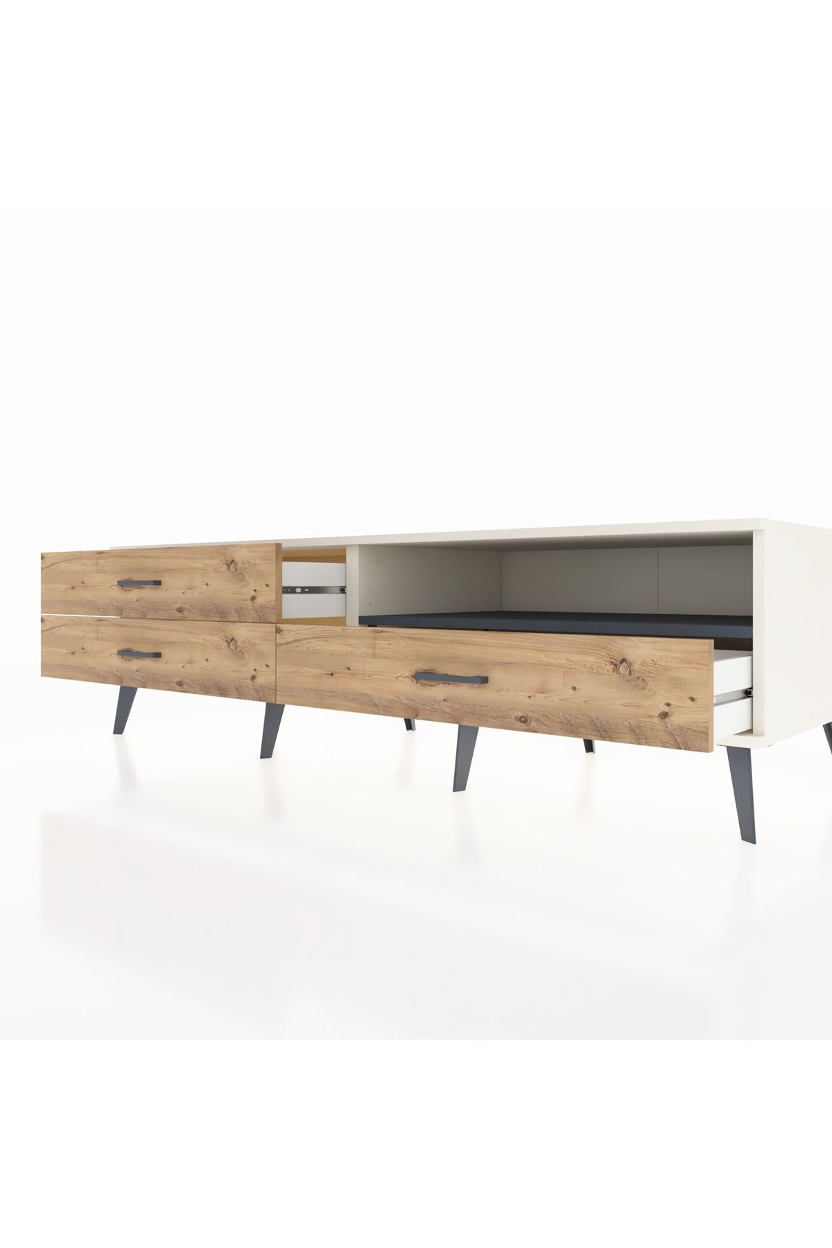 Kronos TV Ünitesi Tek Raflı 3 Çekmeceli  176x59x51 Aytaşı-Antrasit/Çam