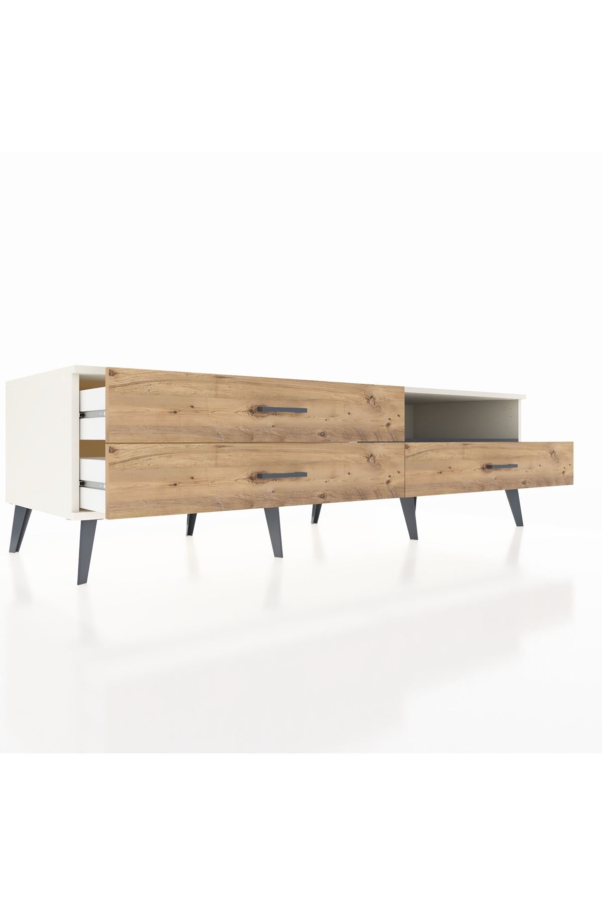 Kronos TV Ünitesi Tek Raflı 3 Çekmeceli  176x59x51 Aytaşı-Antrasit/Çam