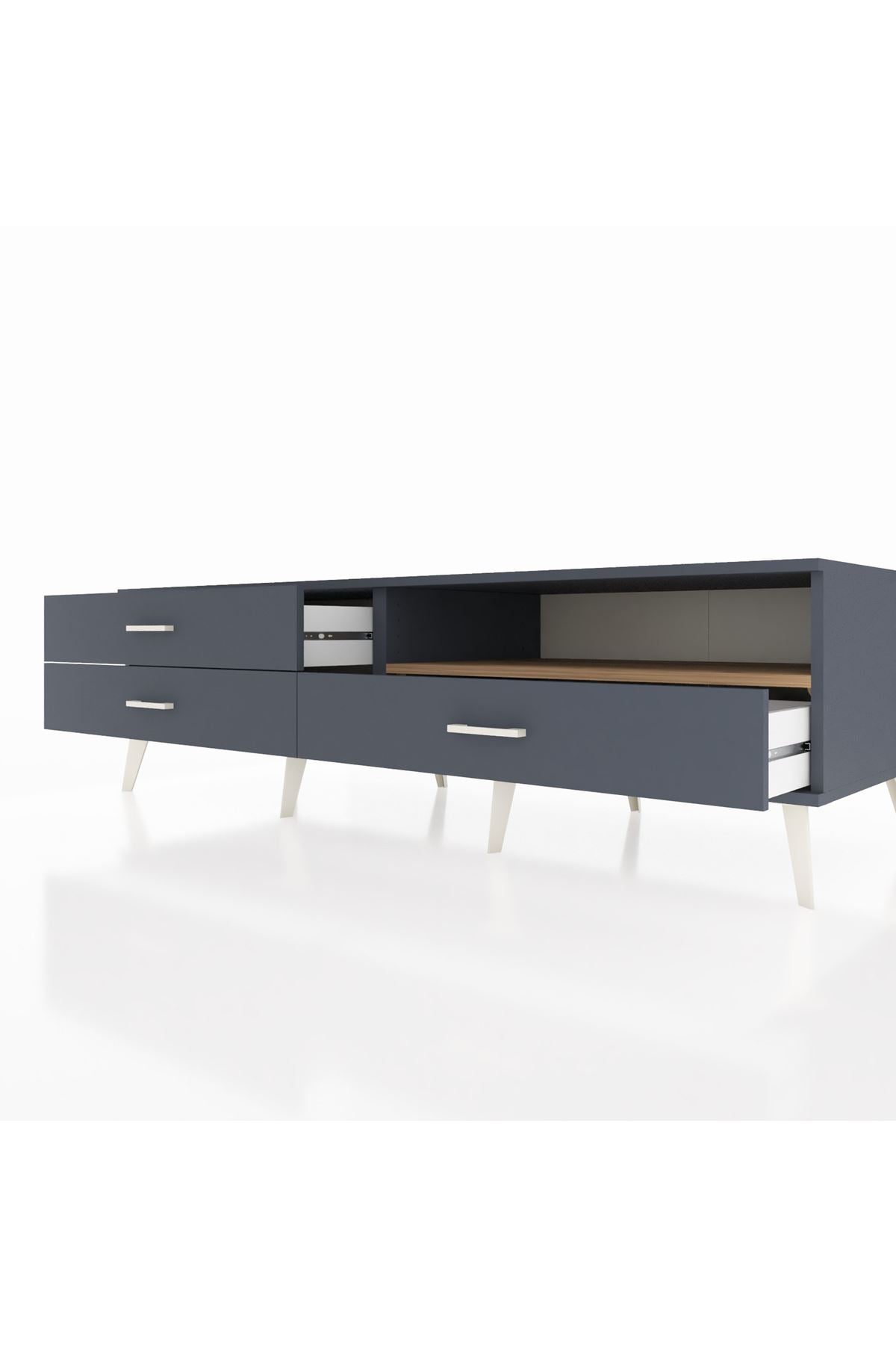 Kronos TV Ünitesi Tek Raflı 3 Çekmeceli  176x59x51 Antrasit-Çam/Antrasit