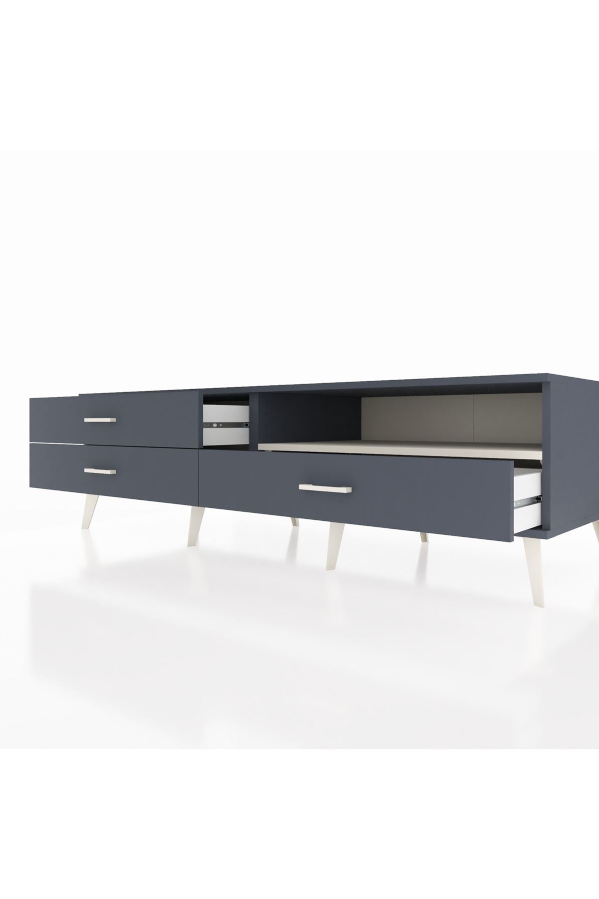 Kronos TV Ünitesi Tek Raflı 3 Çekmeceli  176x59x51 Antrasit-Aytaşı/Antrasit