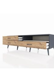 Kronos TV Ünitesi Tek Raflı 3 Çekmeceli  176x59x51 Antrasit-Aytaşı/Çam