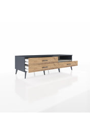 Kronos TV Ünitesi Tek Raflı 3 Çekmeceli  176x59x51 Antrasit-Aytaşı/Çam