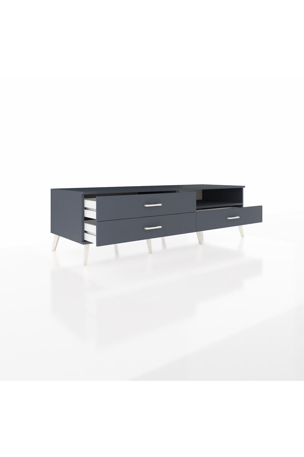 Kronos TV Ünitesi Tek Raflı 3 Çekmeceli  176x59x51 Antrasit-Antrasit/Antrasit