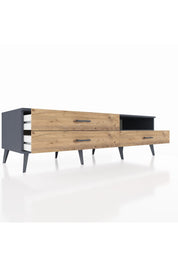 Kronos TV Ünitesi Tek Raflı 3 Çekmeceli  176x59x51 Antrasit-Antrasit/Çam