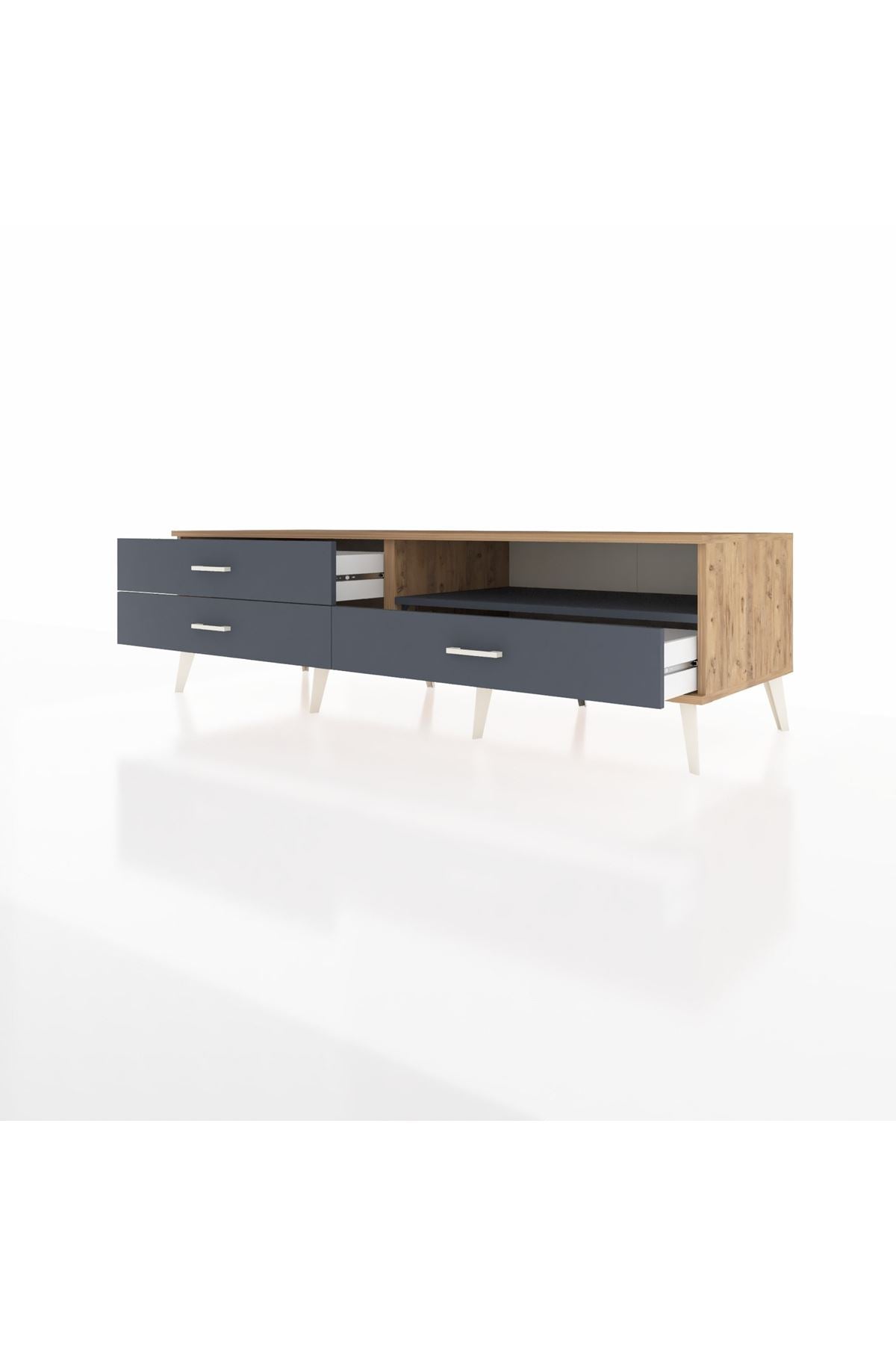 Kronos TV Ünitesi Tek Raflı 3 Çekmeceli  176x59x51 Çam-Antrasit/Antrasit