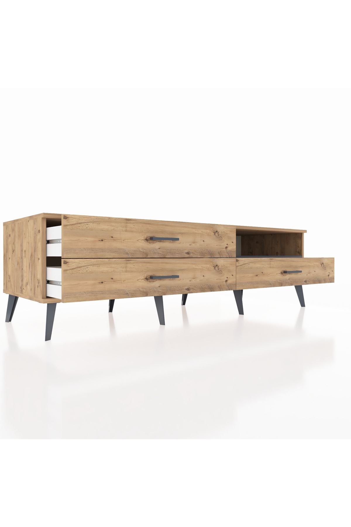 Kronos TV Ünitesi Tek Raflı 3 Çekmeceli  176x59x51 Çam-Antrasit/Çam