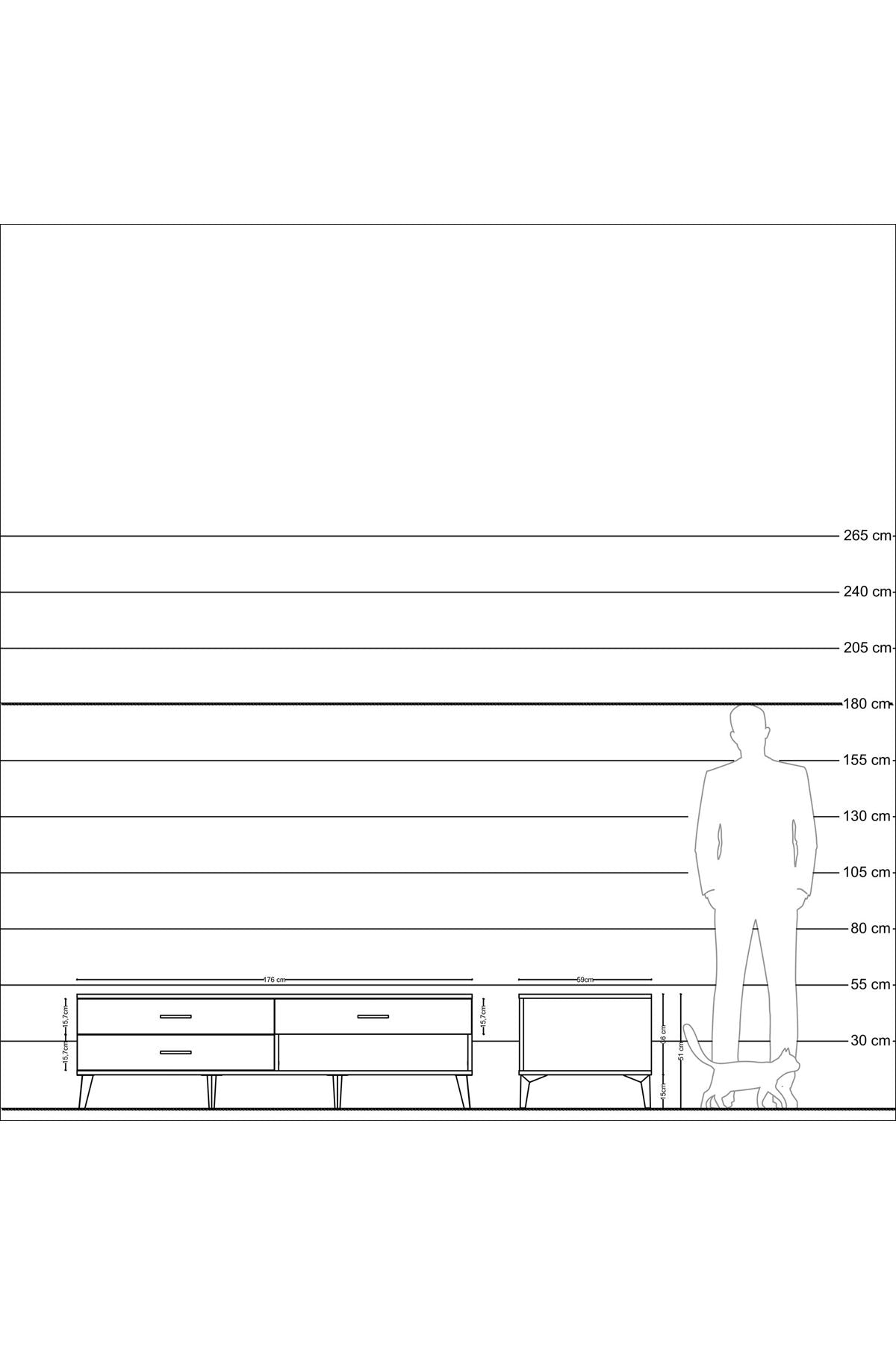 Kronos TV Ünitesi 3 Çekmeceli  176x59x51 Aytaşı-Çam/Aytaşı