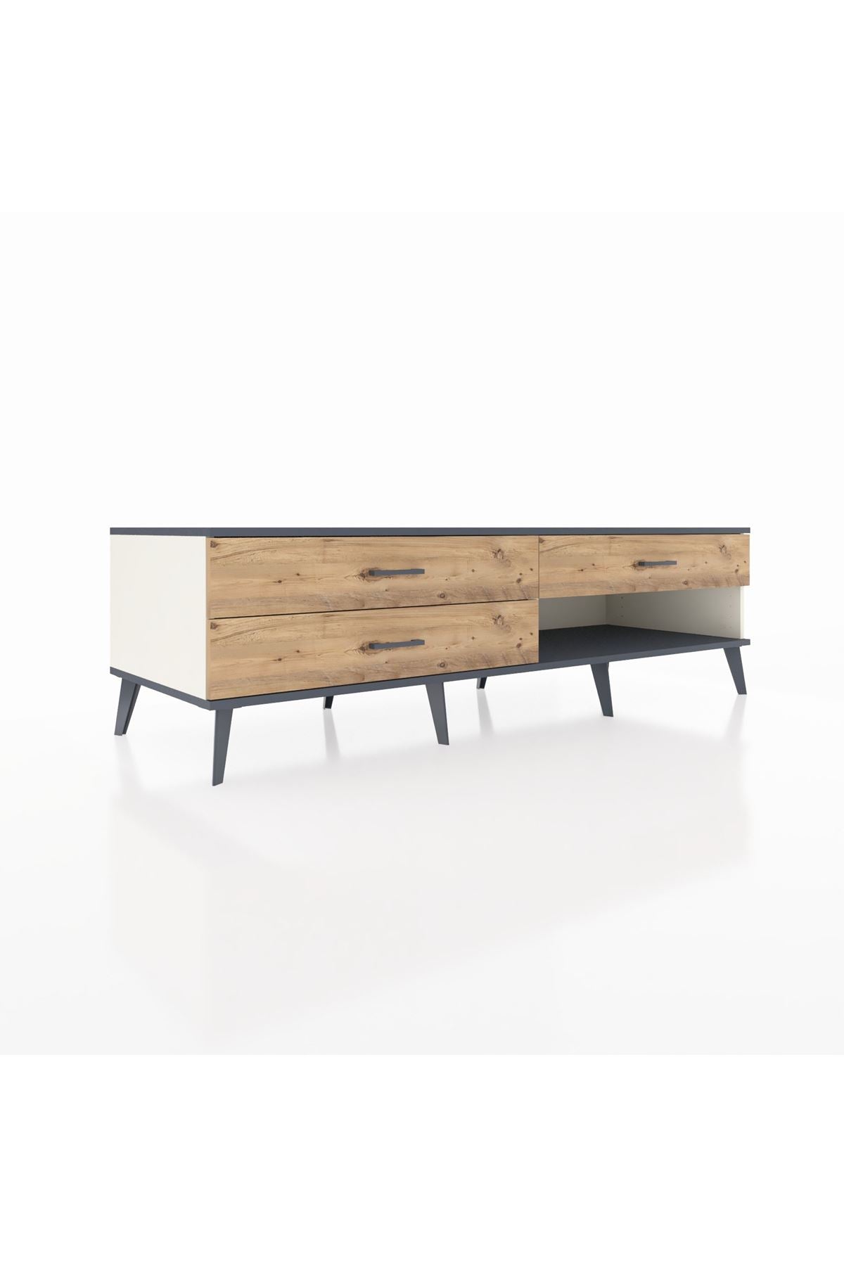 Kronos TV Ünitesi 3 Çekmeceli  176x59x51 Aytaşı-Antrasit/Çam