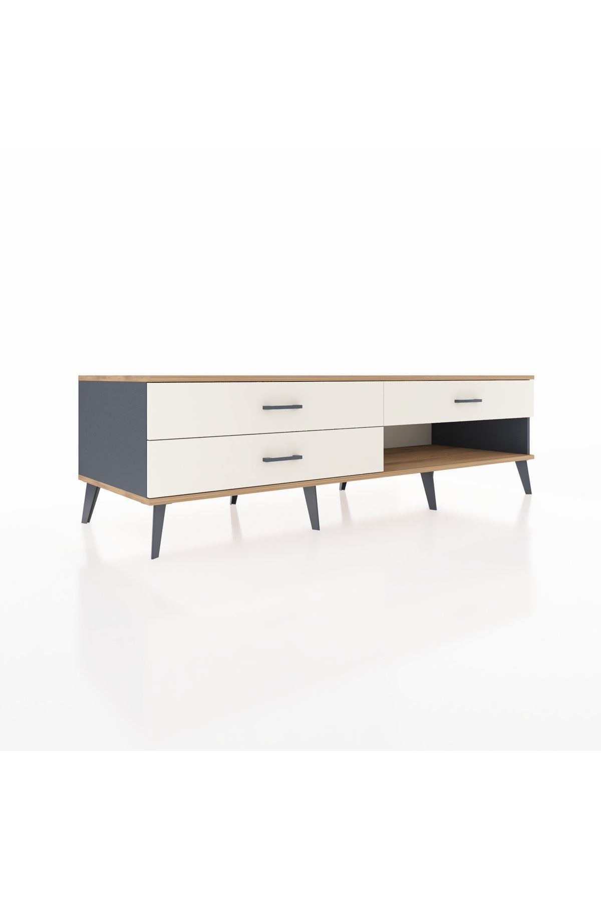 Kronos TV Ünitesi 3 Çekmeceli  176x59x51 Antrasit-Çam/Aytaşı