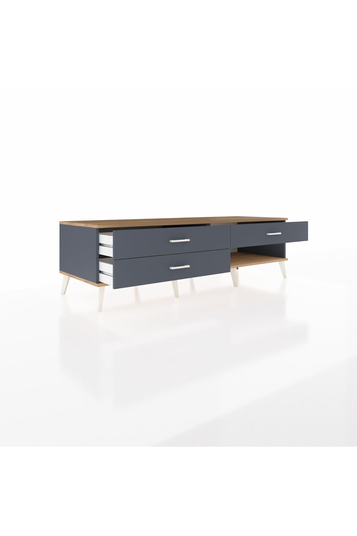 Kronos TV Ünitesi 3 Çekmeceli  176x59x51 Antrasit-Çam/Antrasit