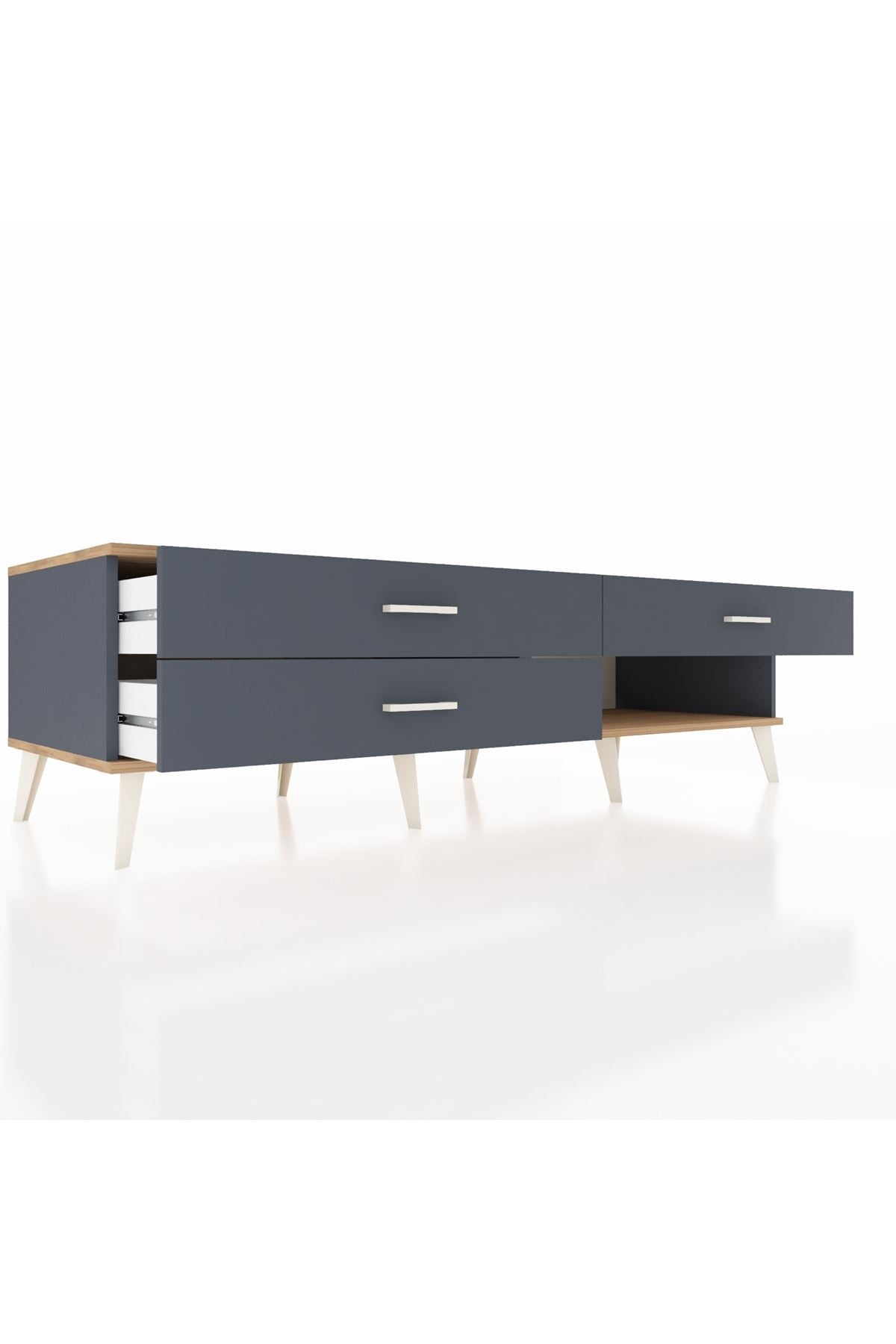 Kronos TV Ünitesi 3 Çekmeceli  176x59x51 Antrasit-Çam/Antrasit