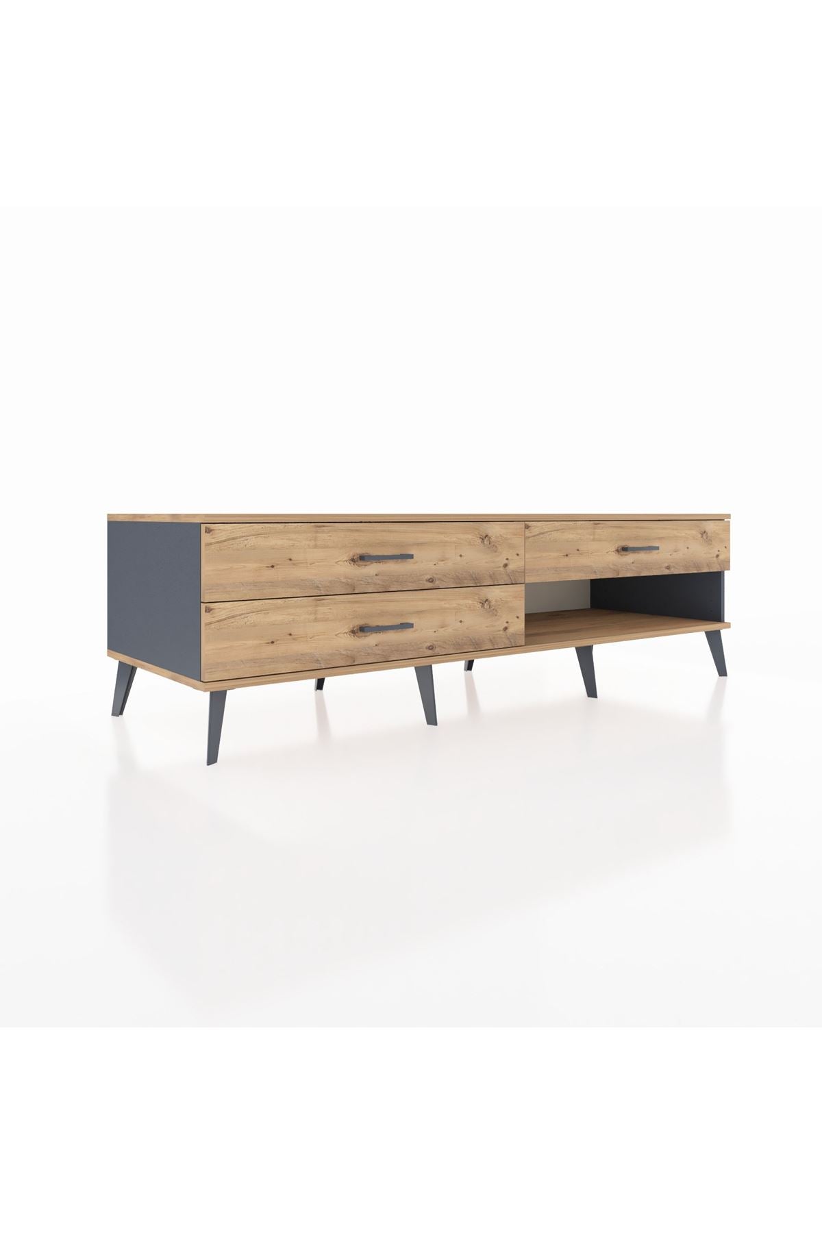 Kronos TV Ünitesi 3 Çekmeceli  176x59x51 Antrasit-Çam/Çam