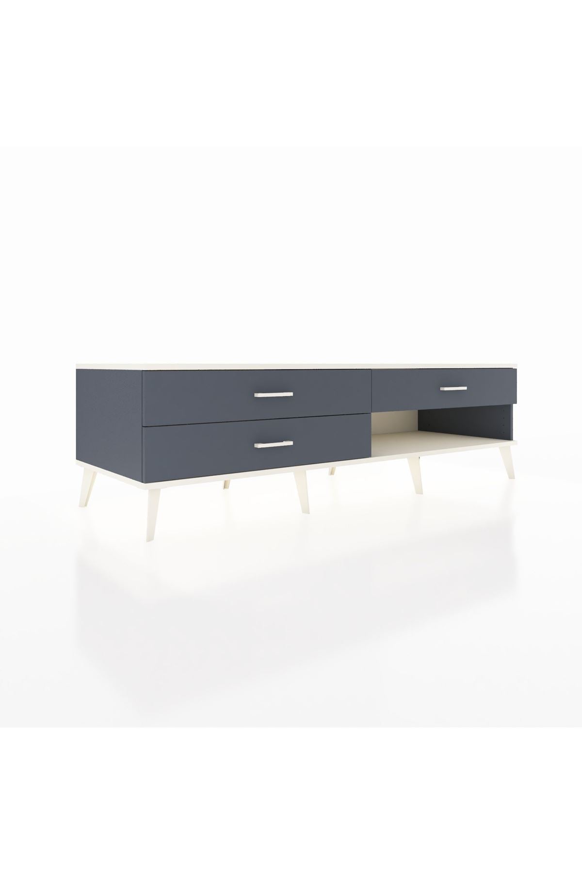 Kronos TV Ünitesi 3 Çekmeceli  176x59x51 Antrasit-Aytaşı/Antrasit