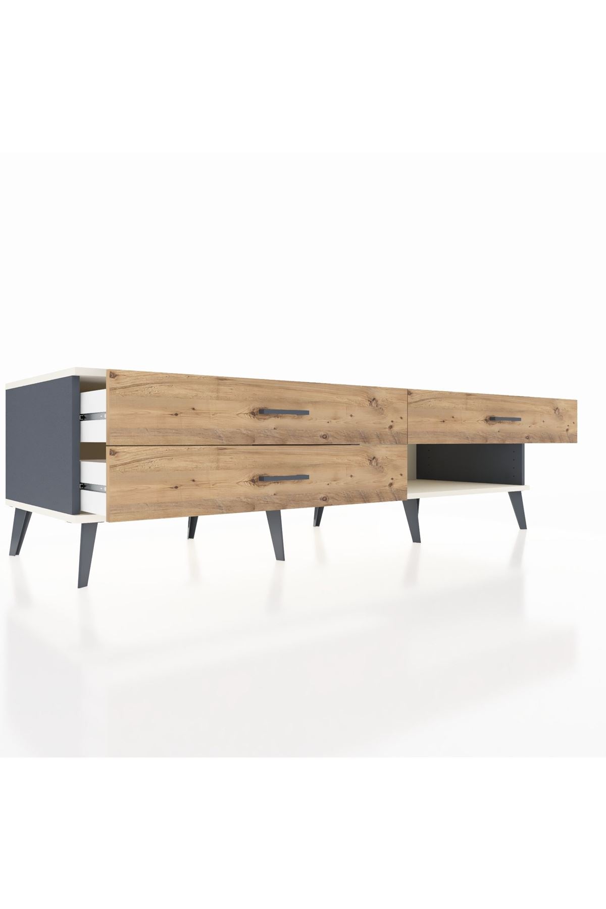 Kronos TV Ünitesi 3 Çekmeceli  176x59x51 Antrasit-Aytaşı/Çam