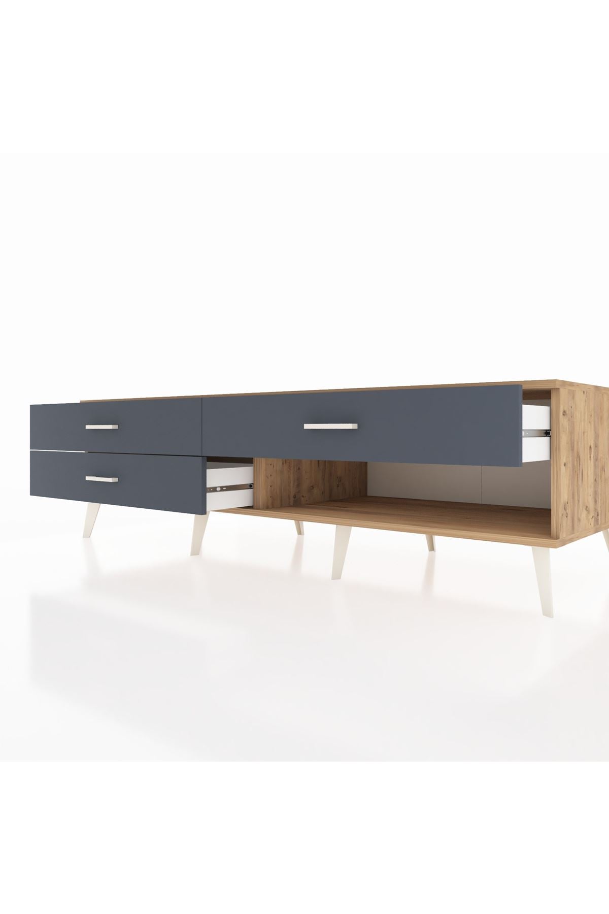 Kronos TV Ünitesi 3 Çekmeceli  176x59x51 Çam-Çam/Antrasit