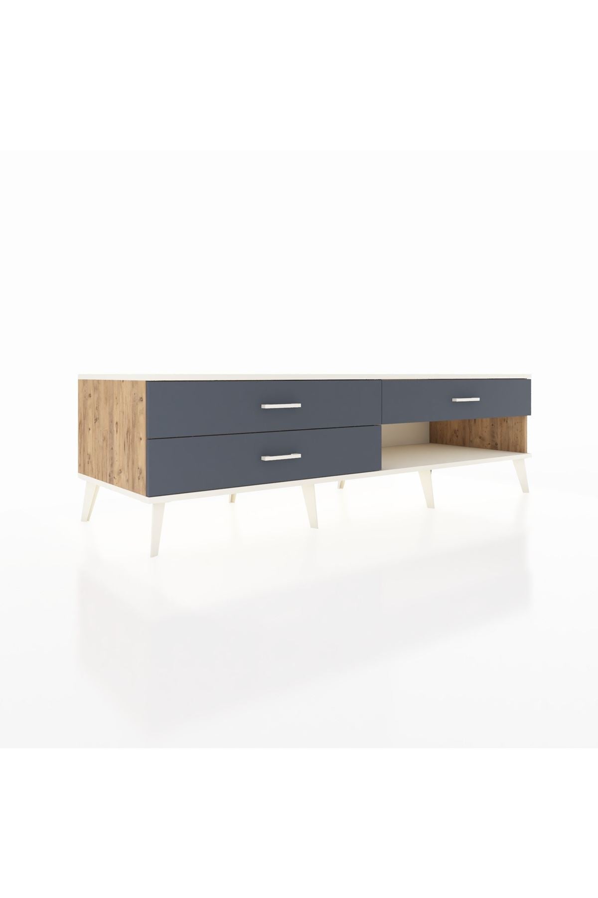 Kronos TV Ünitesi 3 Çekmeceli  176x59x51 Çam-Aytaşı/Antrasit