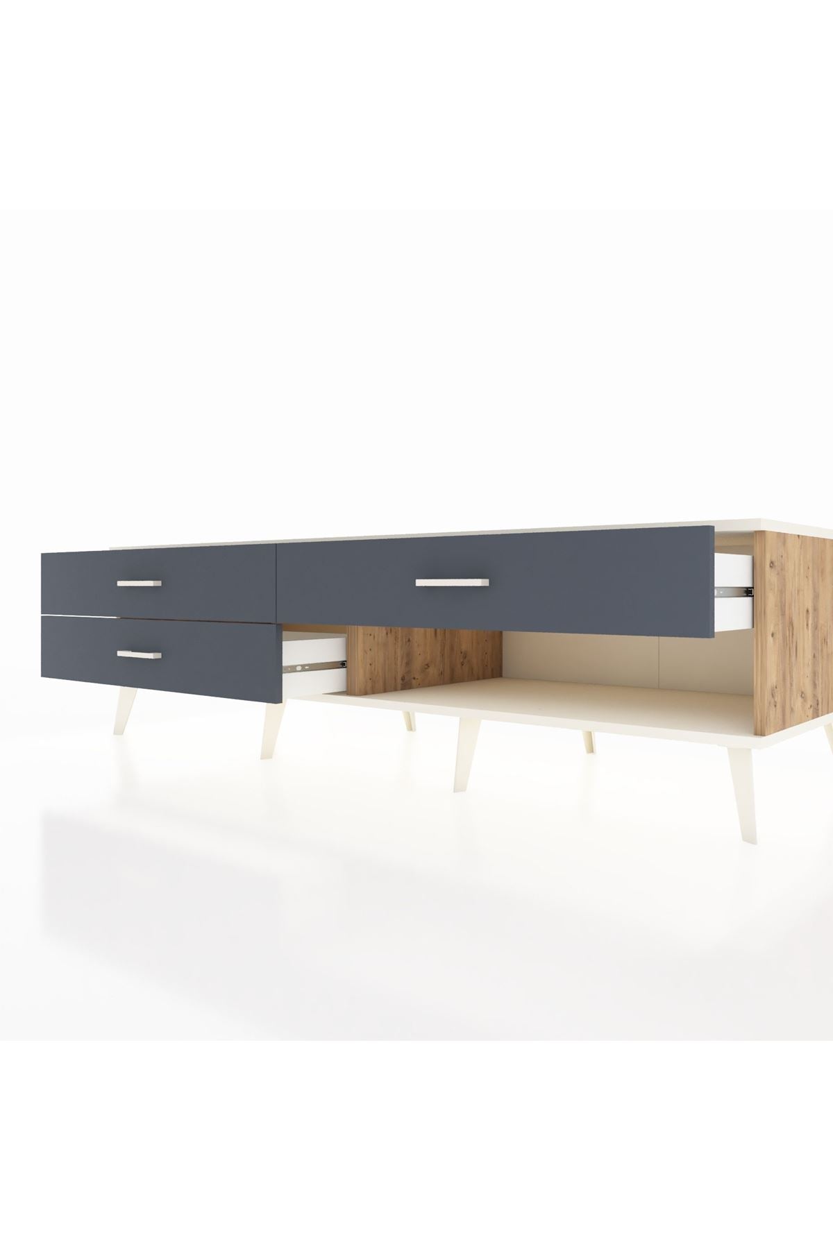 Kronos TV Ünitesi 3 Çekmeceli  176x59x51 Çam-Aytaşı/Antrasit