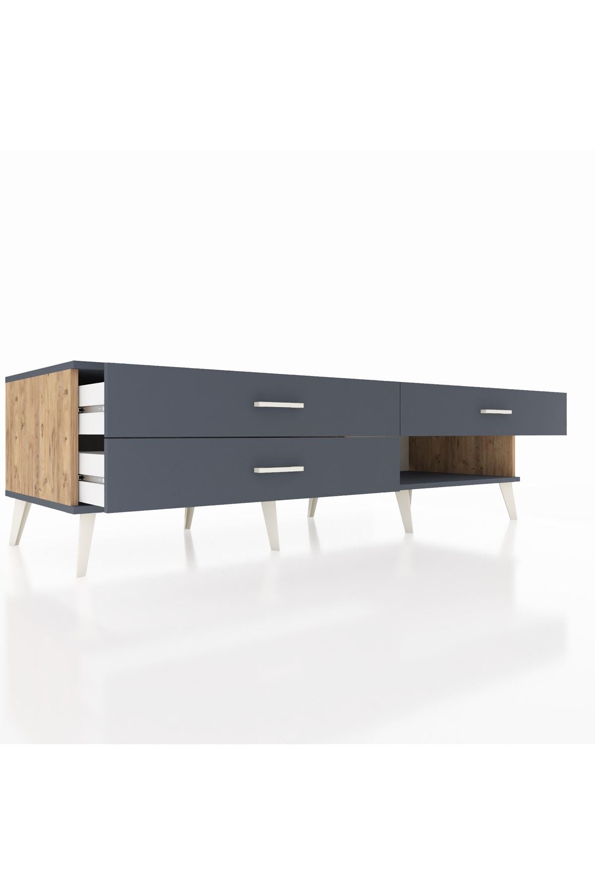 Kronos TV Ünitesi 3 Çekmeceli  176x59x51 Çam-Antrasit/Antrasit