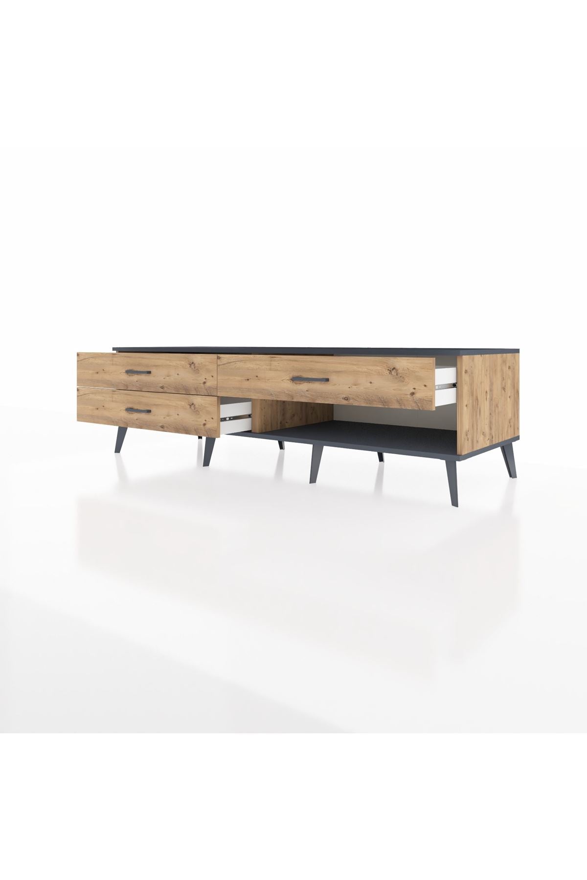 Kronos TV Ünitesi 3 Çekmeceli  176x59x51 Çam-Antrasit/Çam