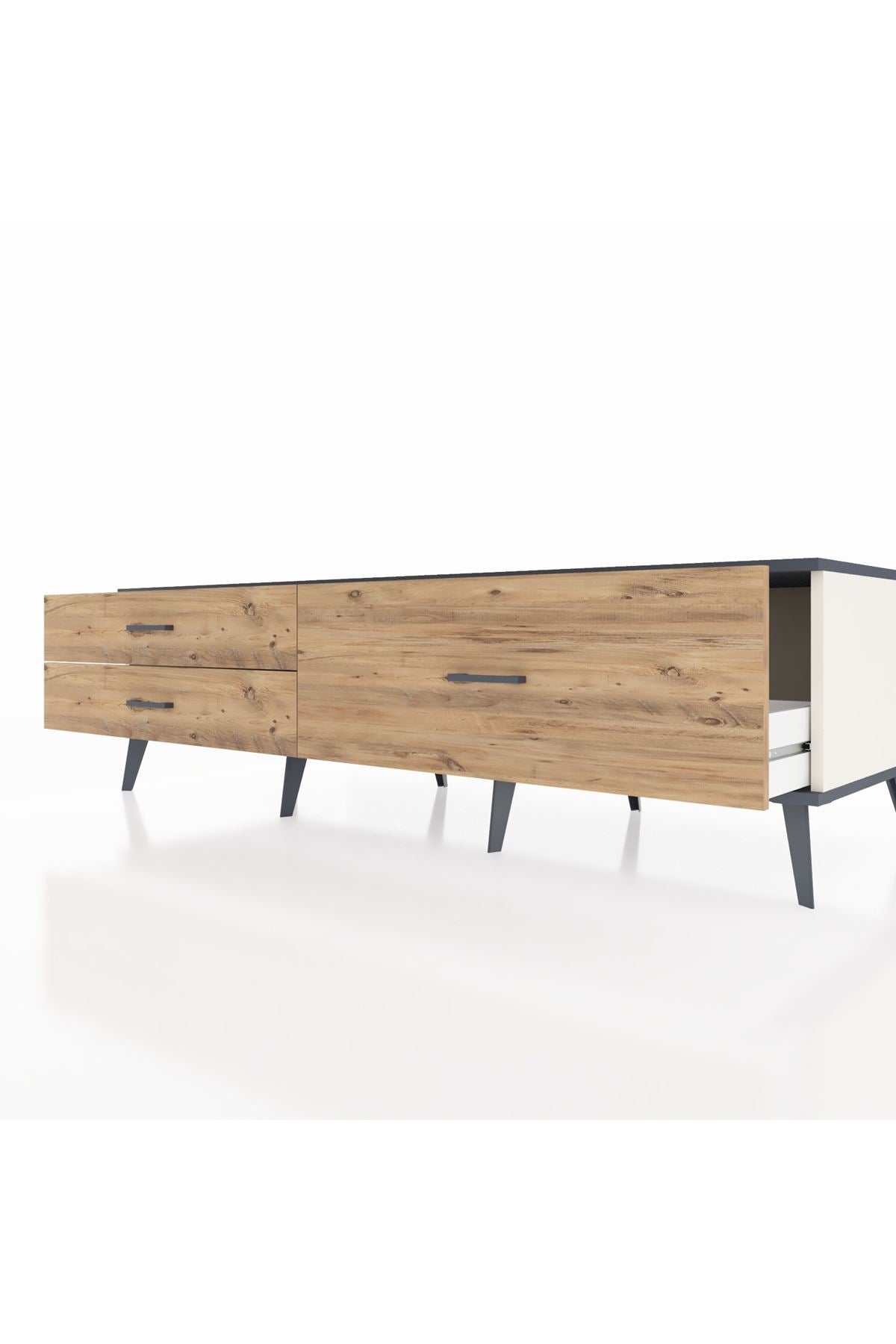 Kronos TV Ünitesi 3 Çekmeceli  176x59x51 Aytaşı-Antrasit/Çam