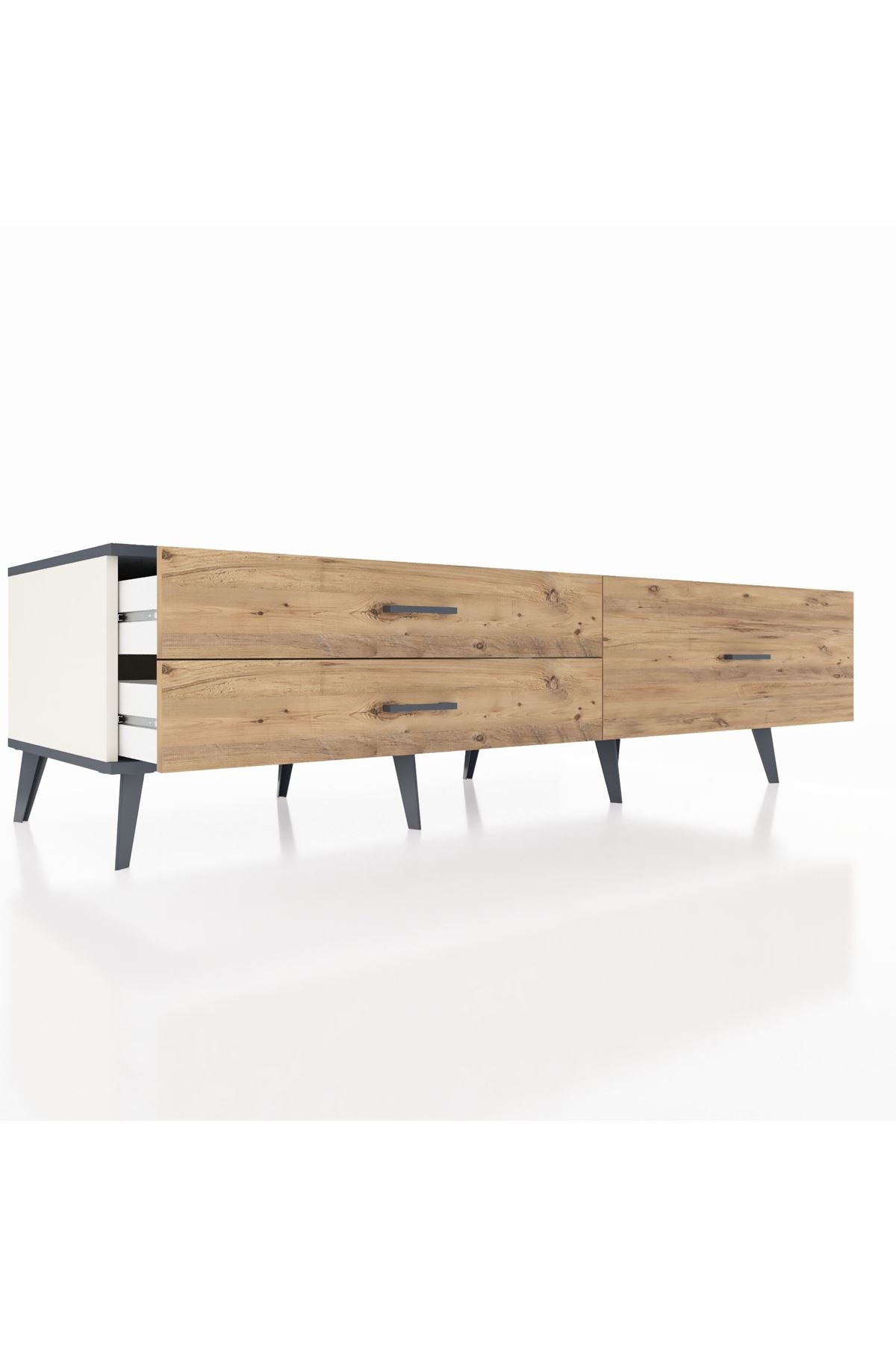 Kronos TV Ünitesi 3 Çekmeceli  176x59x51 Aytaşı-Antrasit/Çam