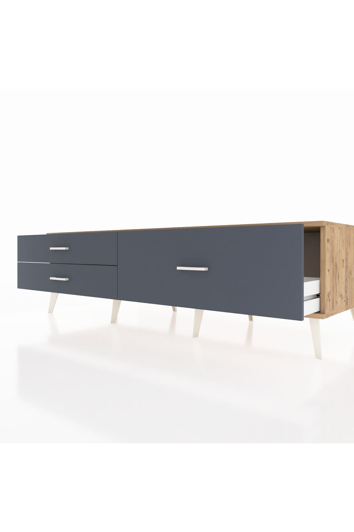 Kronos TV Ünitesi 3 Çekmeceli  176x59x51 Çam-Çam/Antrasit