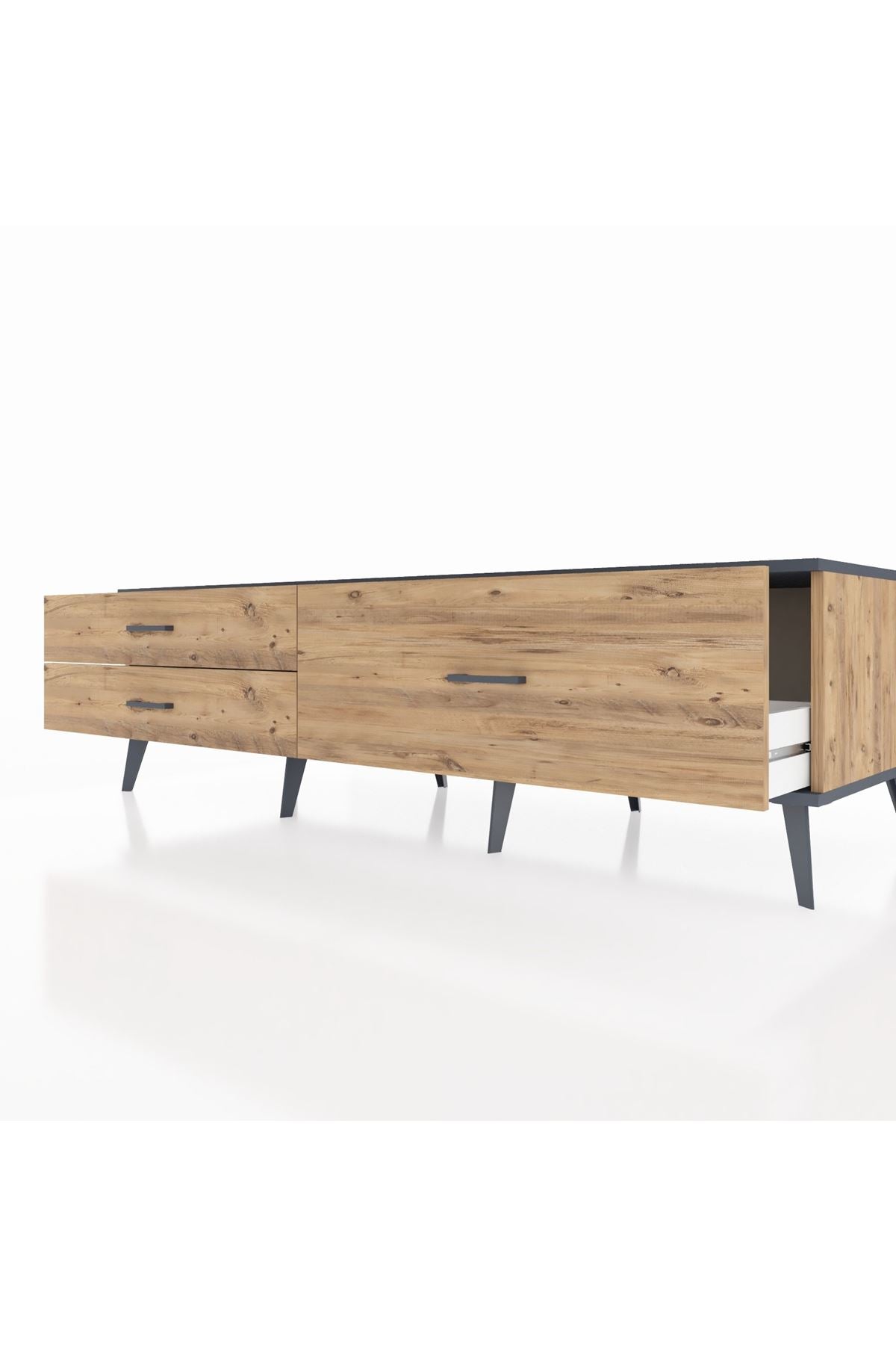 Kronos TV Ünitesi 3 Çekmeceli  176x59x51 Çam-Antrasit/Çam