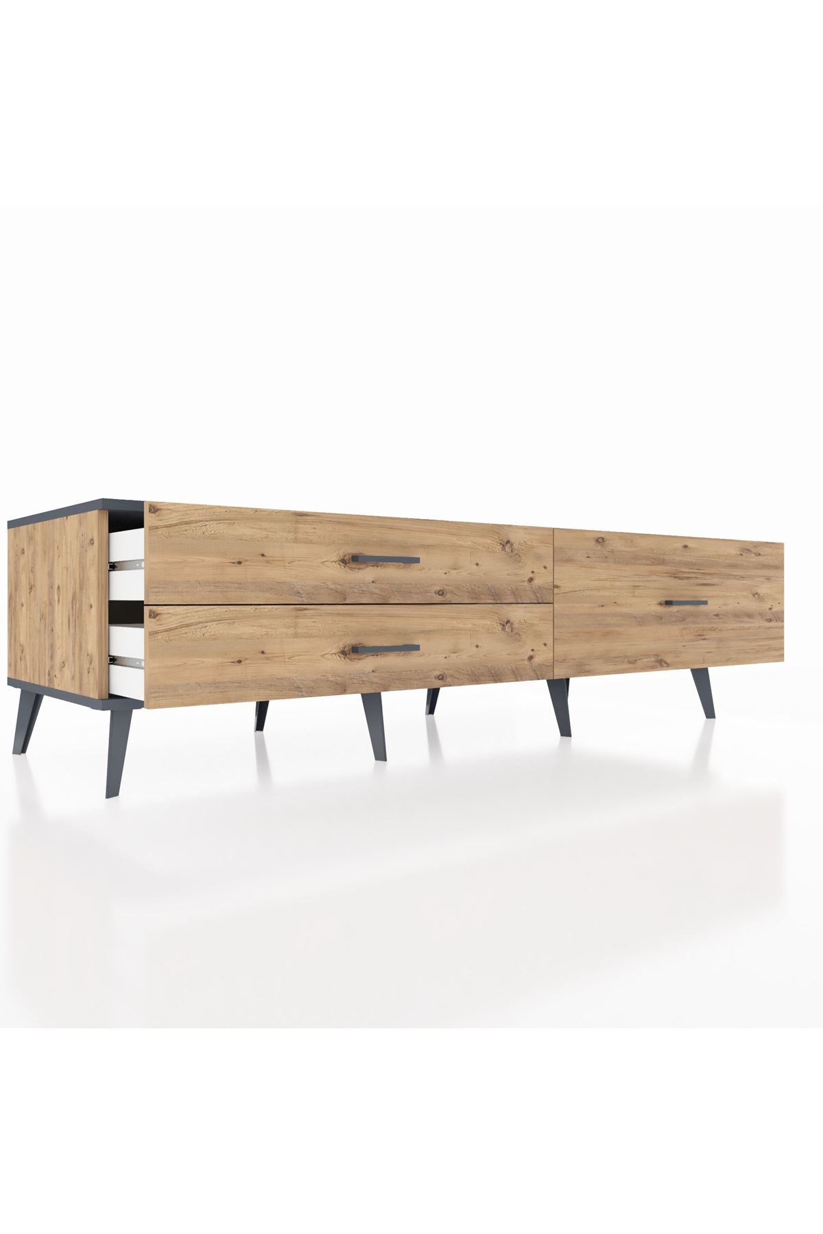 Kronos TV Ünitesi 3 Çekmeceli  176x59x51 Çam-Antrasit/Çam