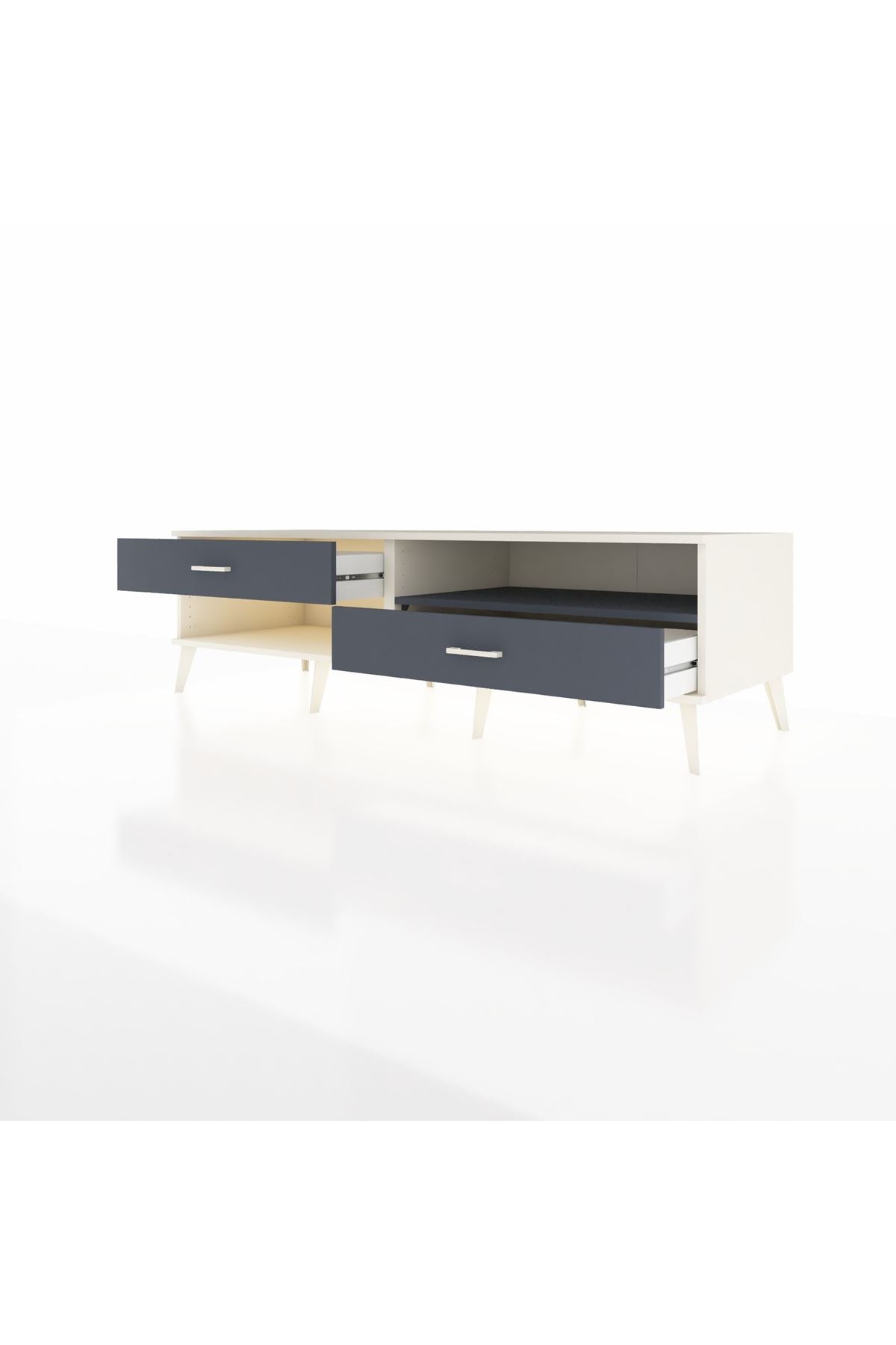 Kronos TV Ünitesi Tek Raflı 2 Çekmeceli  176x59x51 Aytaşı-Antrasit/Antrasit