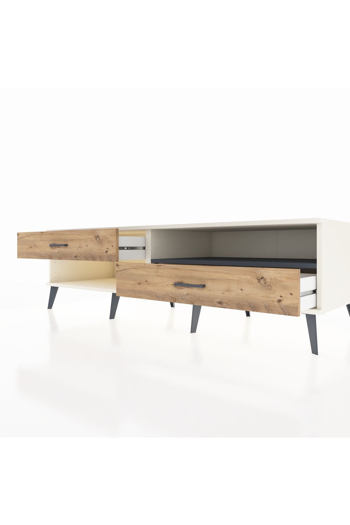 Kronos TV Ünitesi Tek Raflı 2 Çekmeceli  176x59x51 Aytaşı-Antrasit/Çam