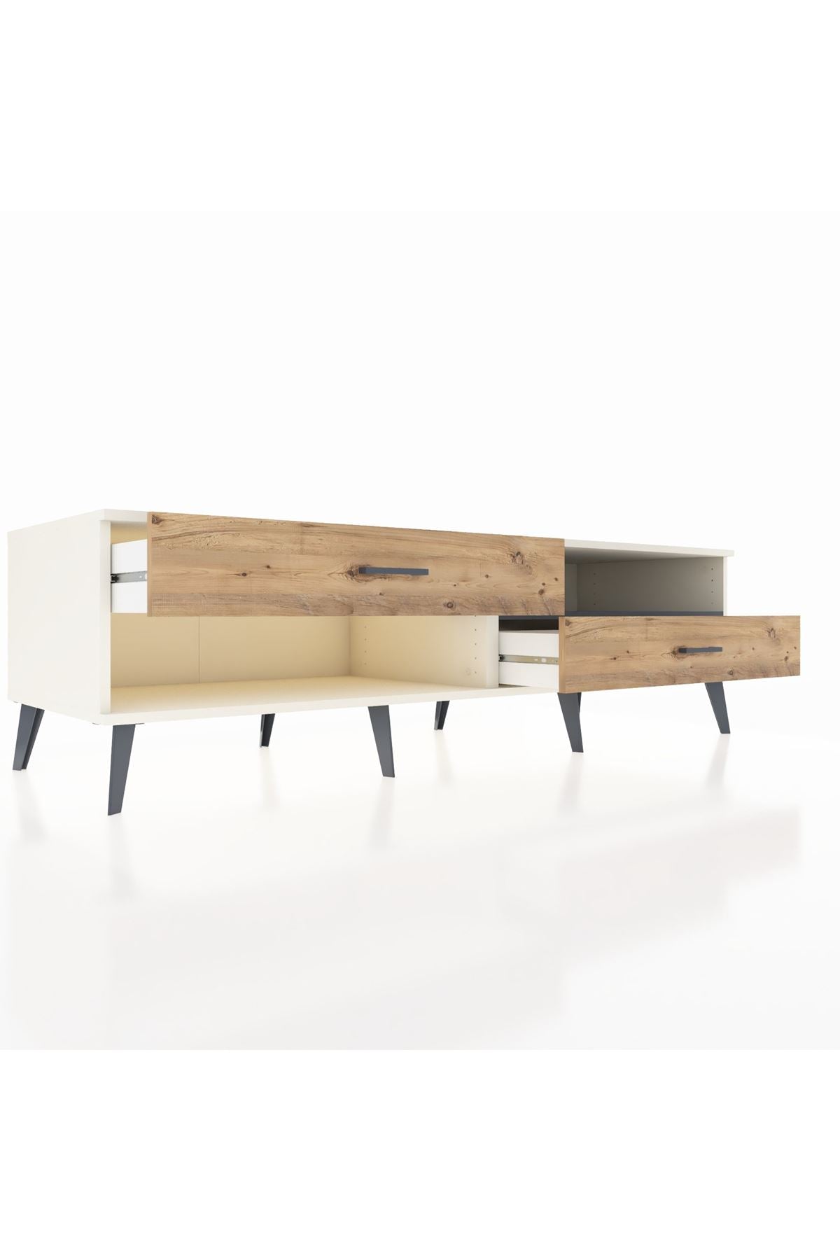 Kronos TV Ünitesi Tek Raflı 2 Çekmeceli  176x59x51 Aytaşı-Antrasit/Çam