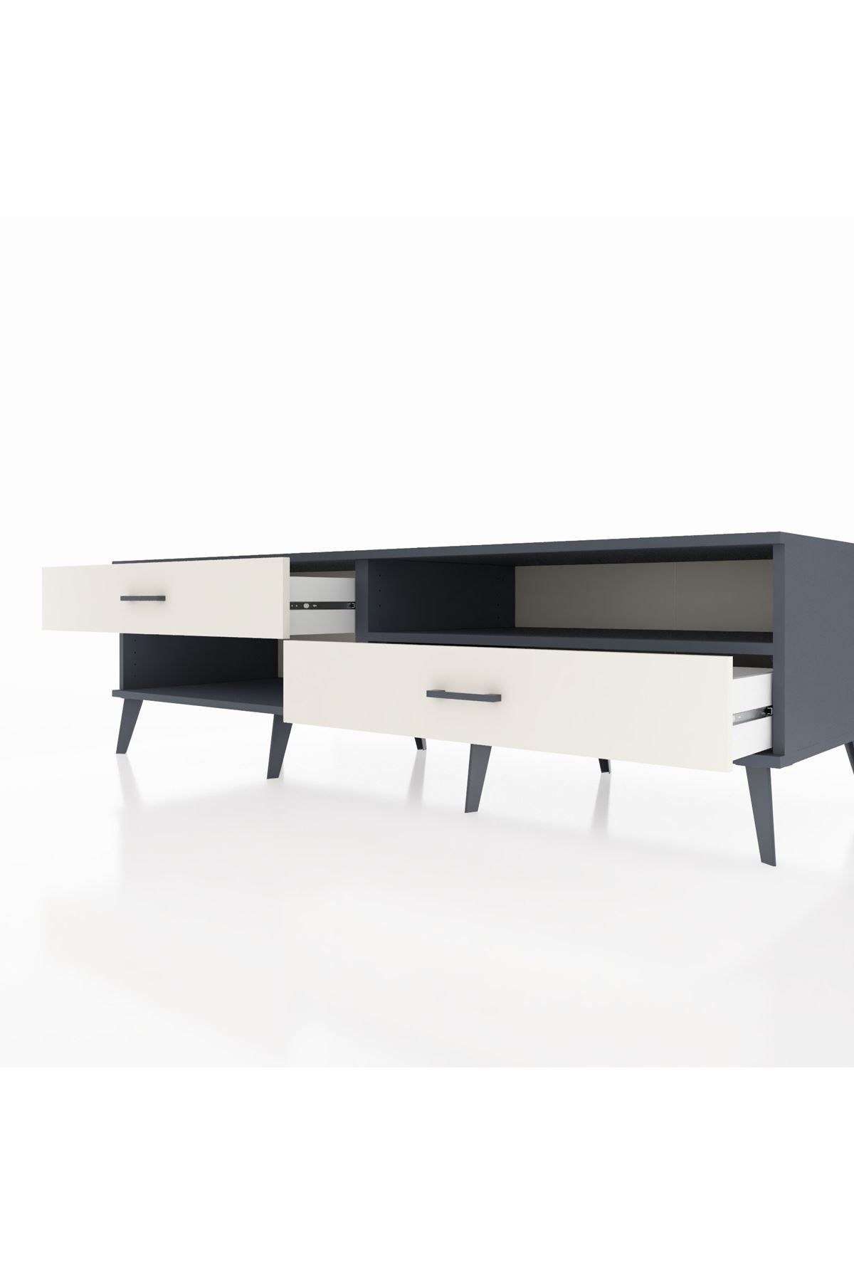 Kronos TV Ünitesi Tek Raflı 2 Çekmeceli  176x59x51 Antrasit-Antrasit/Aytaşı