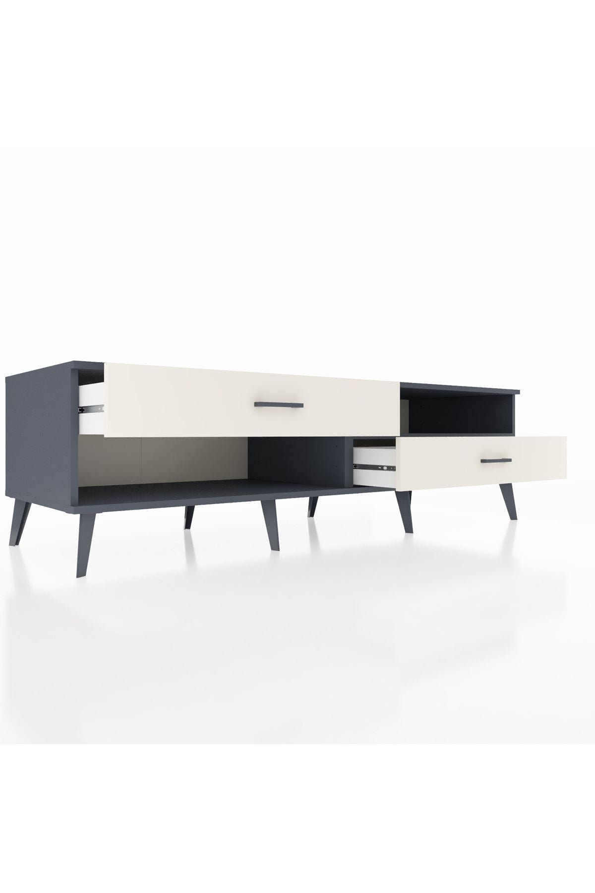 Kronos TV Ünitesi Tek Raflı 2 Çekmeceli  176x59x51 Antrasit-Antrasit/Aytaşı