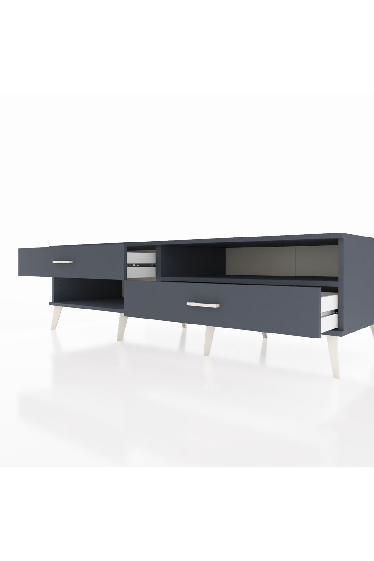 Kronos TV Ünitesi Tek Raflı 2 Çekmeceli  176x59x51 Antrasit-Antrasit/Antrasit