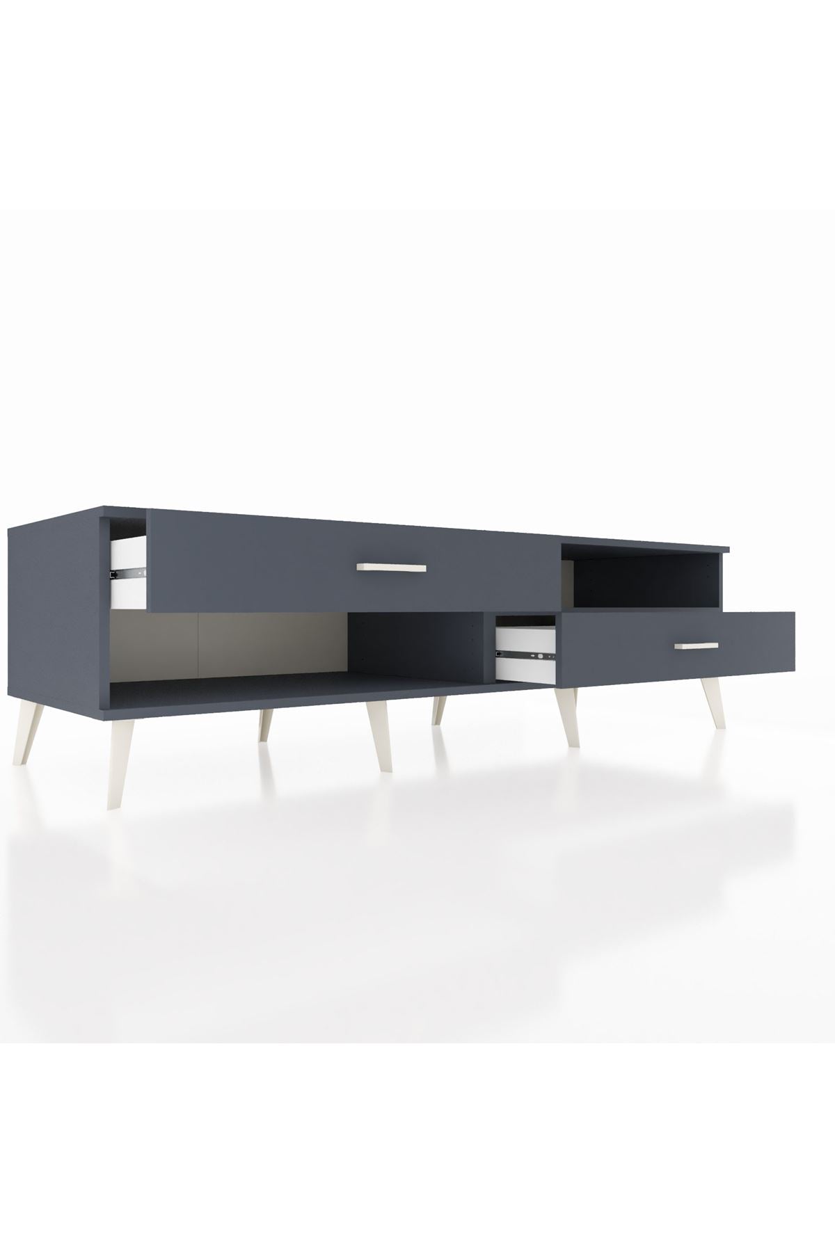 Kronos TV Ünitesi Tek Raflı 2 Çekmeceli  176x59x51 Antrasit-Antrasit/Antrasit