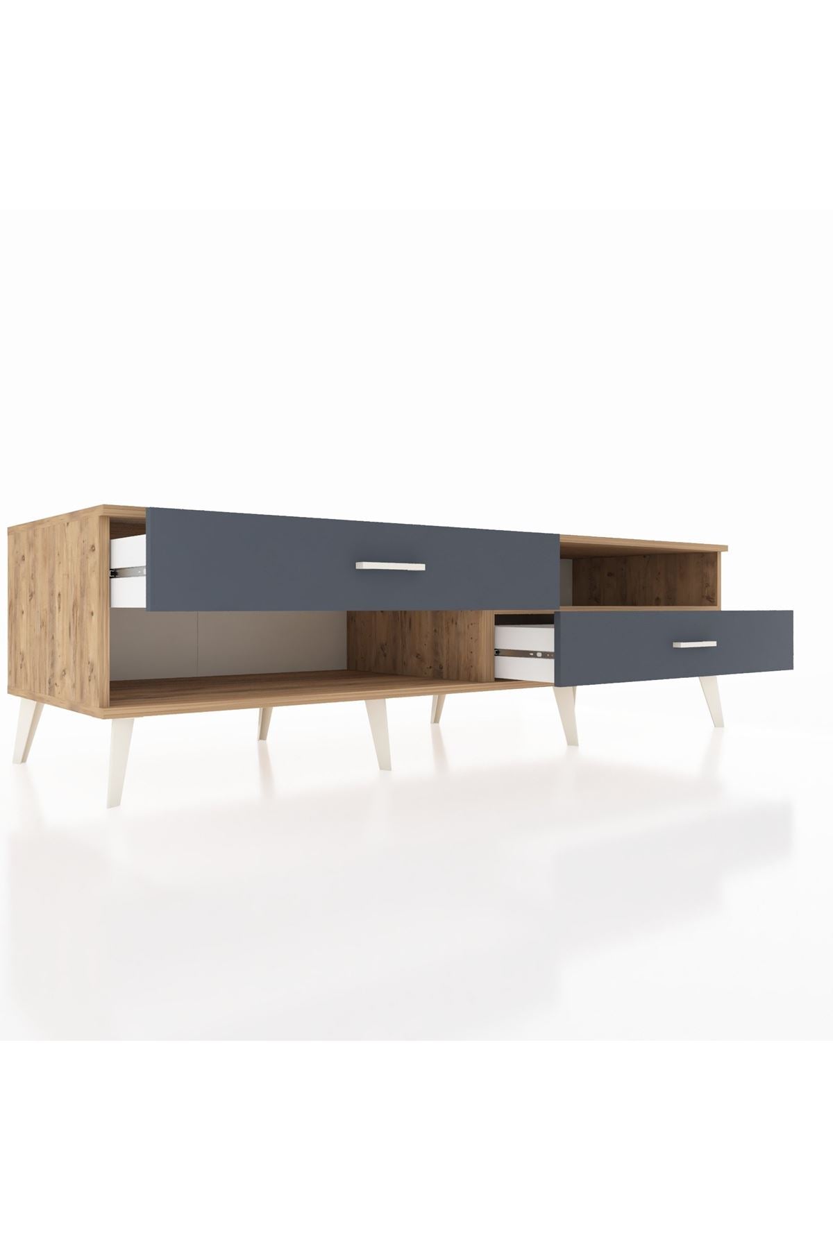 Kronos TV Ünitesi Tek Raflı 2 Çekmeceli  176x59x51 Çam-Çam/Antrasit