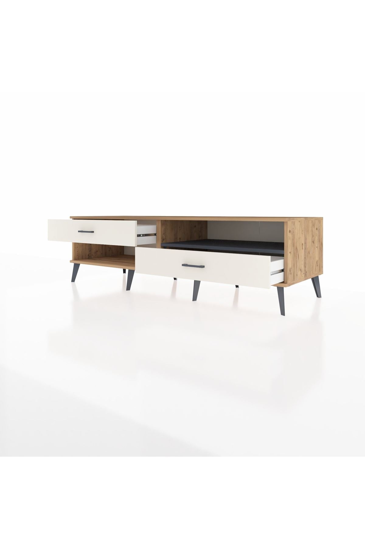 Kronos TV Ünitesi Tek Raflı 2 Çekmeceli  176x59x51 Çam-Antrasit/Aytaşı