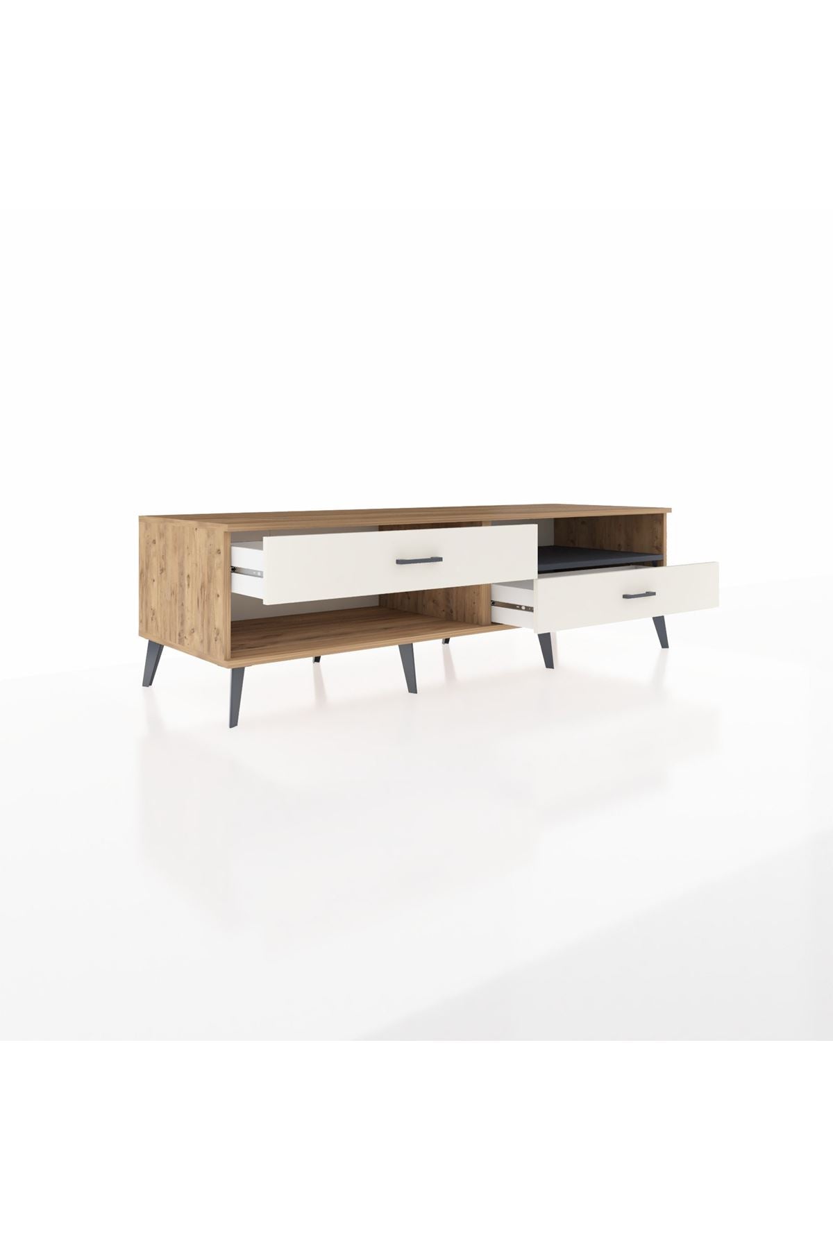 Kronos TV Ünitesi Tek Raflı 2 Çekmeceli  176x59x51 Çam-Antrasit/Aytaşı