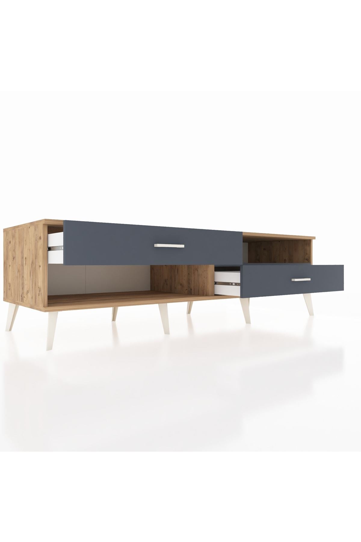 Kronos TV Ünitesi Tek Raflı 2 Çekmeceli  176x59x51 Çam-Antrasit/Antrasit