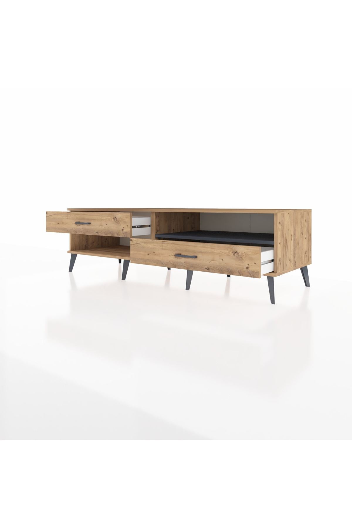 Kronos TV Ünitesi Tek Raflı 2 Çekmeceli  176x59x51 Çam-Antrasit/Çam