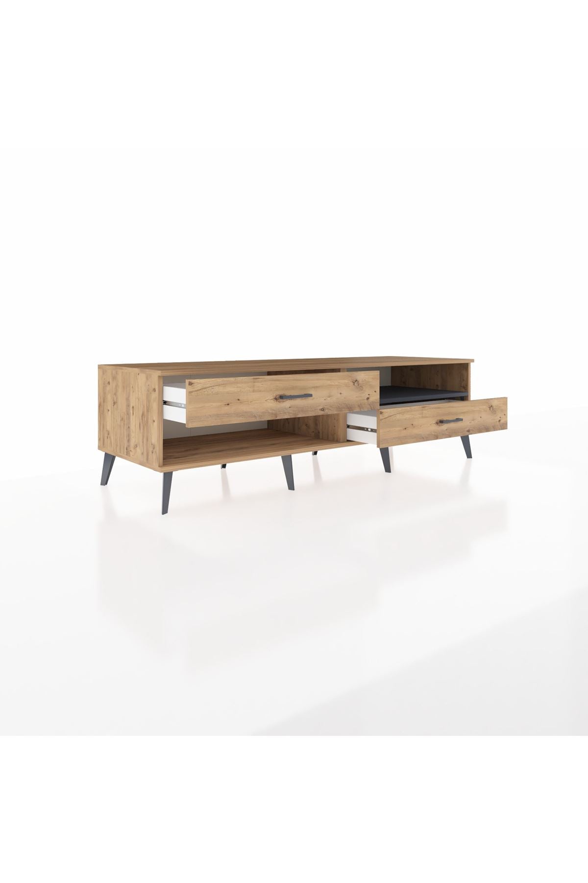 Kronos TV Ünitesi Tek Raflı 2 Çekmeceli  176x59x51 Çam-Antrasit/Çam