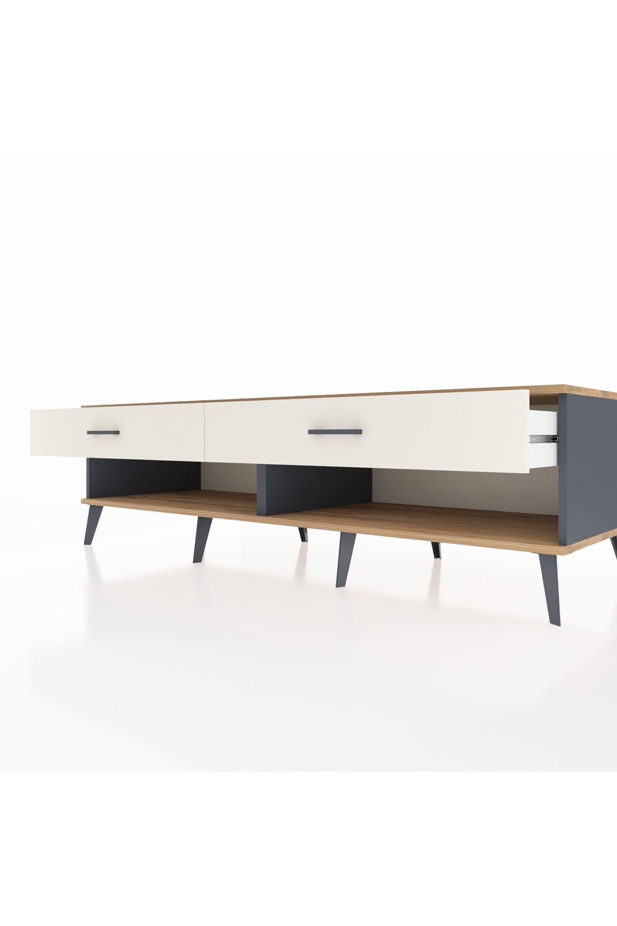 Kronos TV Ünitesi 2 Çekmeceli  176x59x51 Antrasit-Çam/Aytaşı