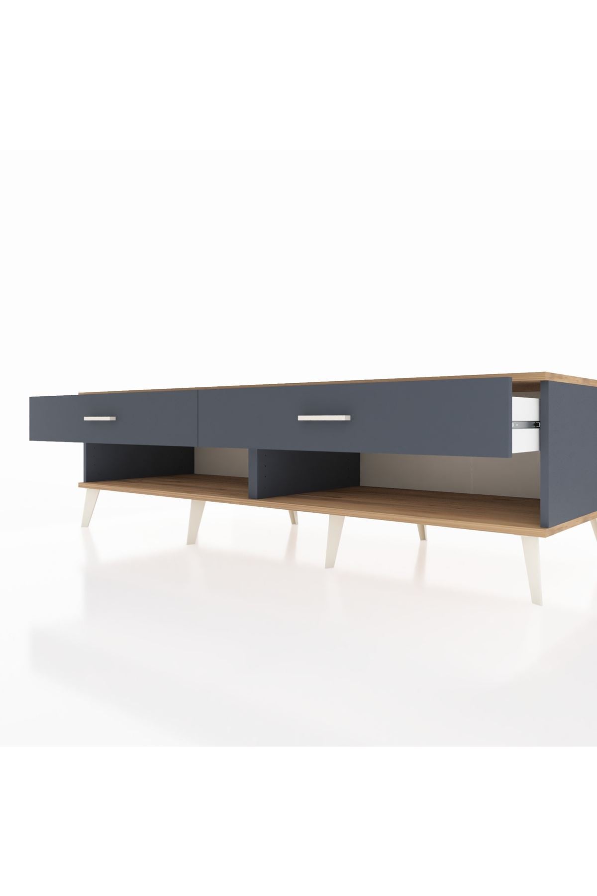 Kronos TV Ünitesi 2 Çekmeceli  176x59x51 Antrasit-Çam/Antrasit